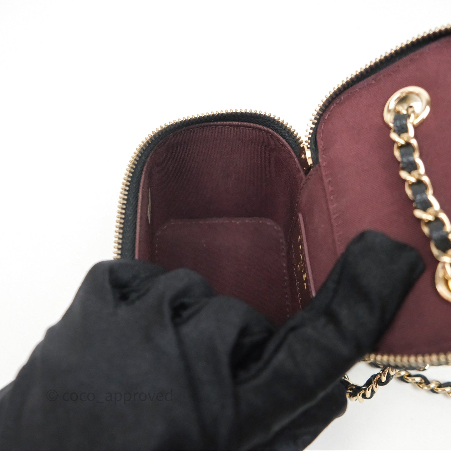 Chanel Mini Vanity With Chain Black Caviar Gold Hardware