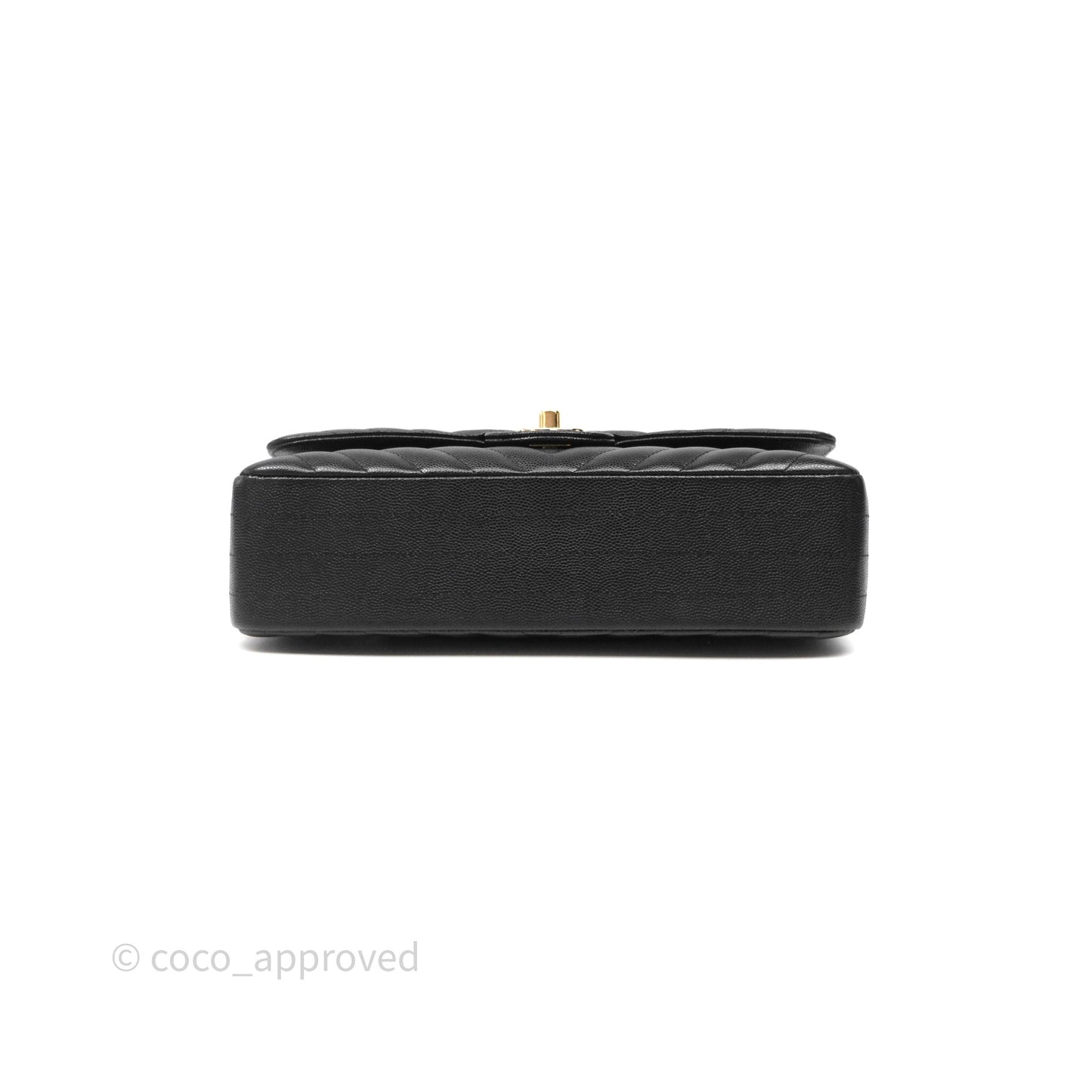 Chanel Classic M/L Medium Flap Chevron Black Caviar Gold Hardware
