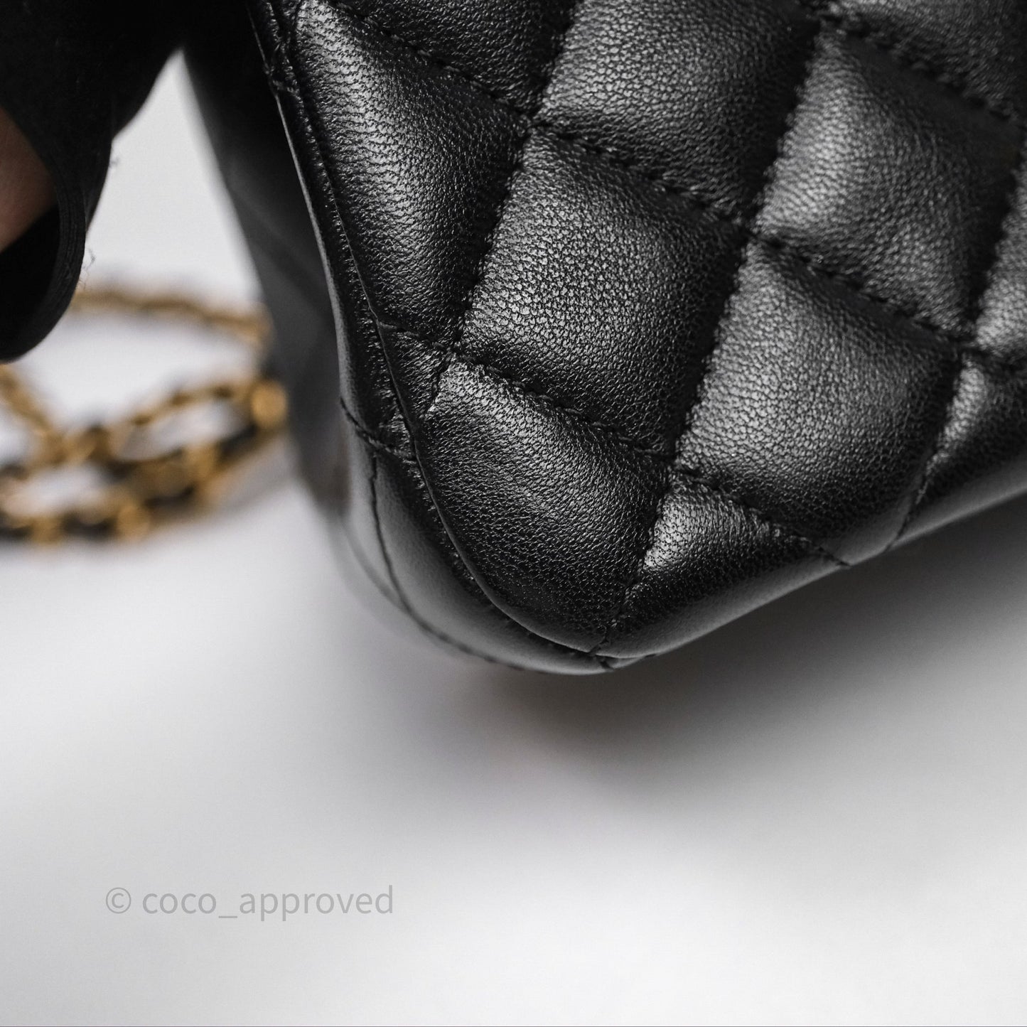 Chanel Pearl Crush Mini Square Quilted Black Lambskin Aged Gold Hardware