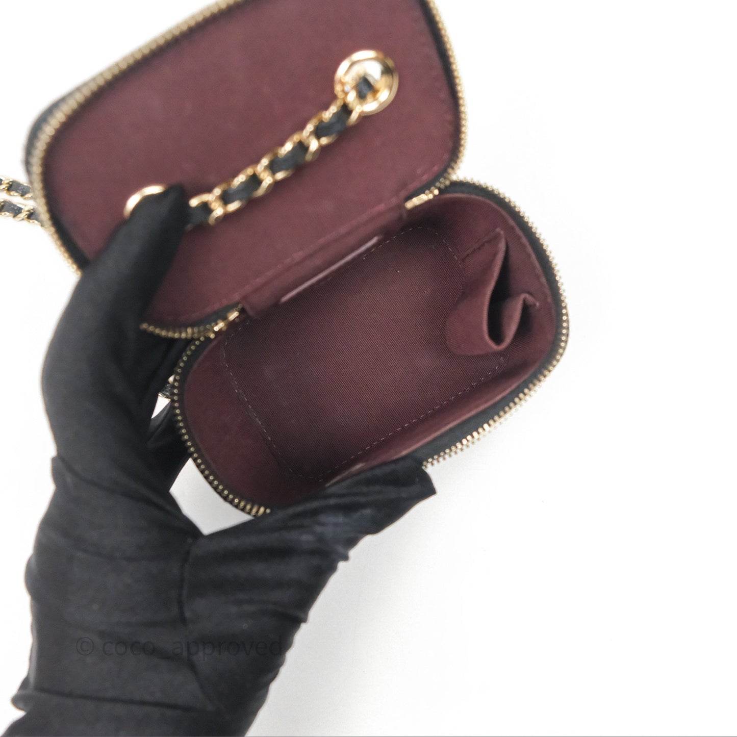Chanel Mini Vanity With Chain Black Caviar Gold Hardware
