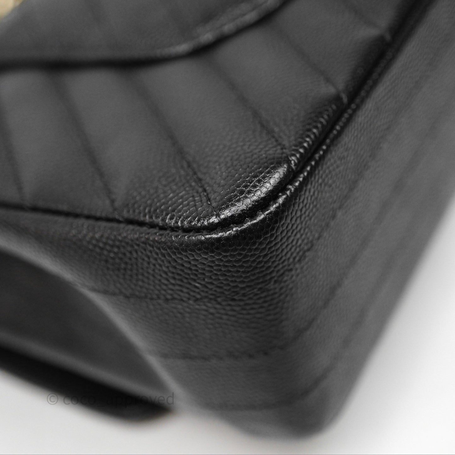 Chanel Classic M/L Medium Flap Chevron Black Caviar Gold Hardware