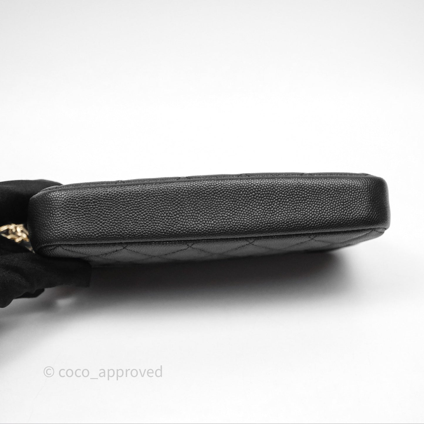 Chanel Double Zip Clutch With Chain Caviar Black Gold Hardware