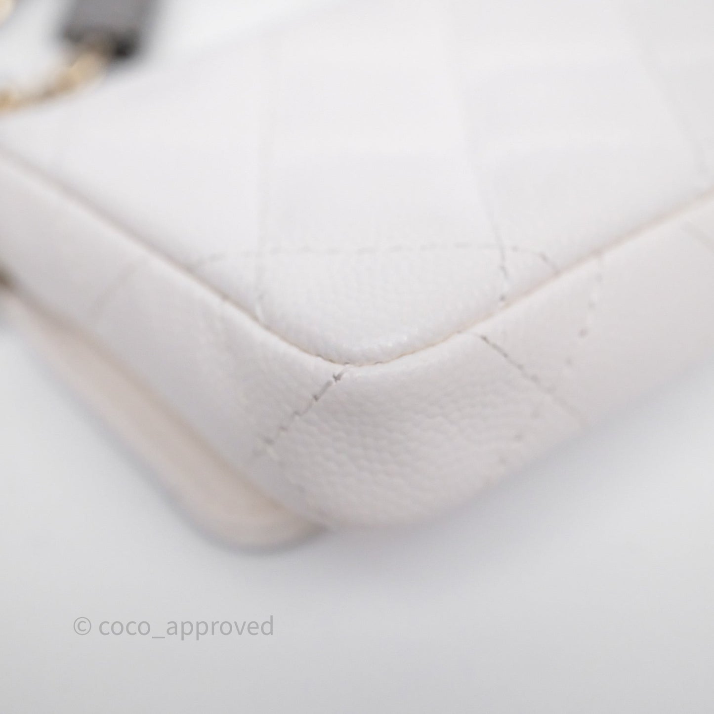 Chanel Mini Card Holder Charms Chain Belt Bag White Caviar Gold Hardware