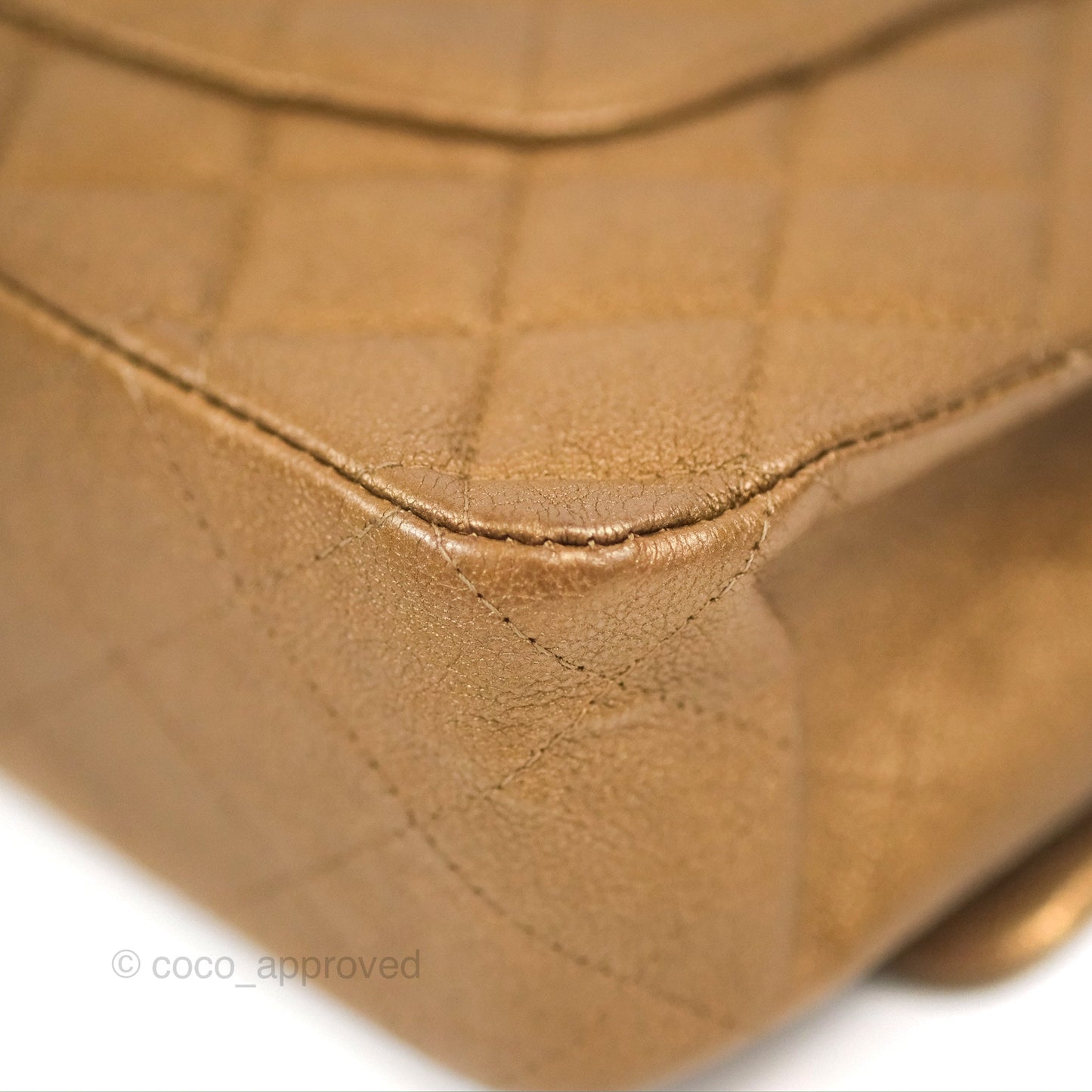 Chanel Classic M/L Medium Flap Quilted Metallic Gold Grained Calfskin Ruthenium Hardware