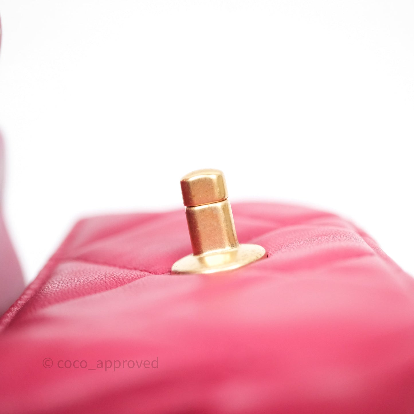 Chanel Quilted Lady Handle Flap Card Holder With Chain Dark Pink Calfskin Aged Gold Hardware