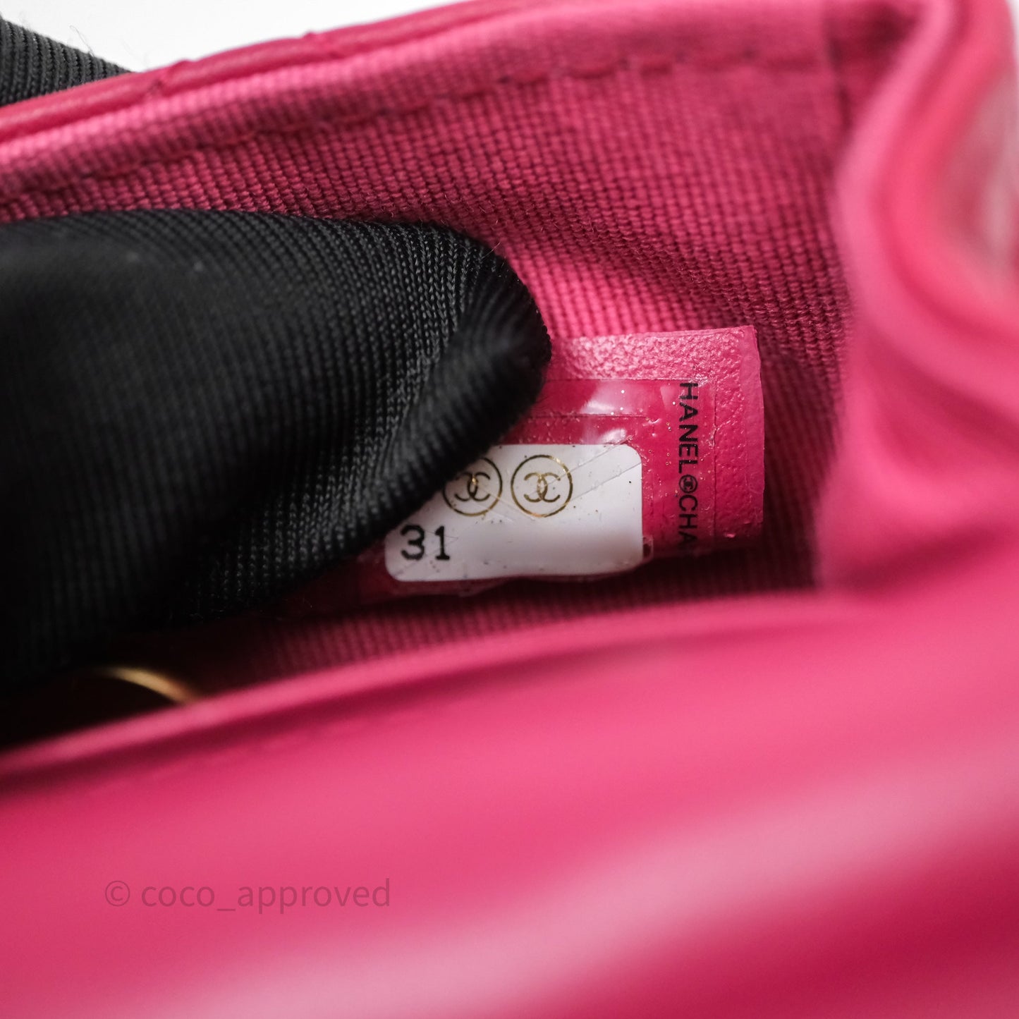 Chanel Quilted Lady Handle Flap Card Holder With Chain Dark Pink Calfskin Aged Gold Hardware