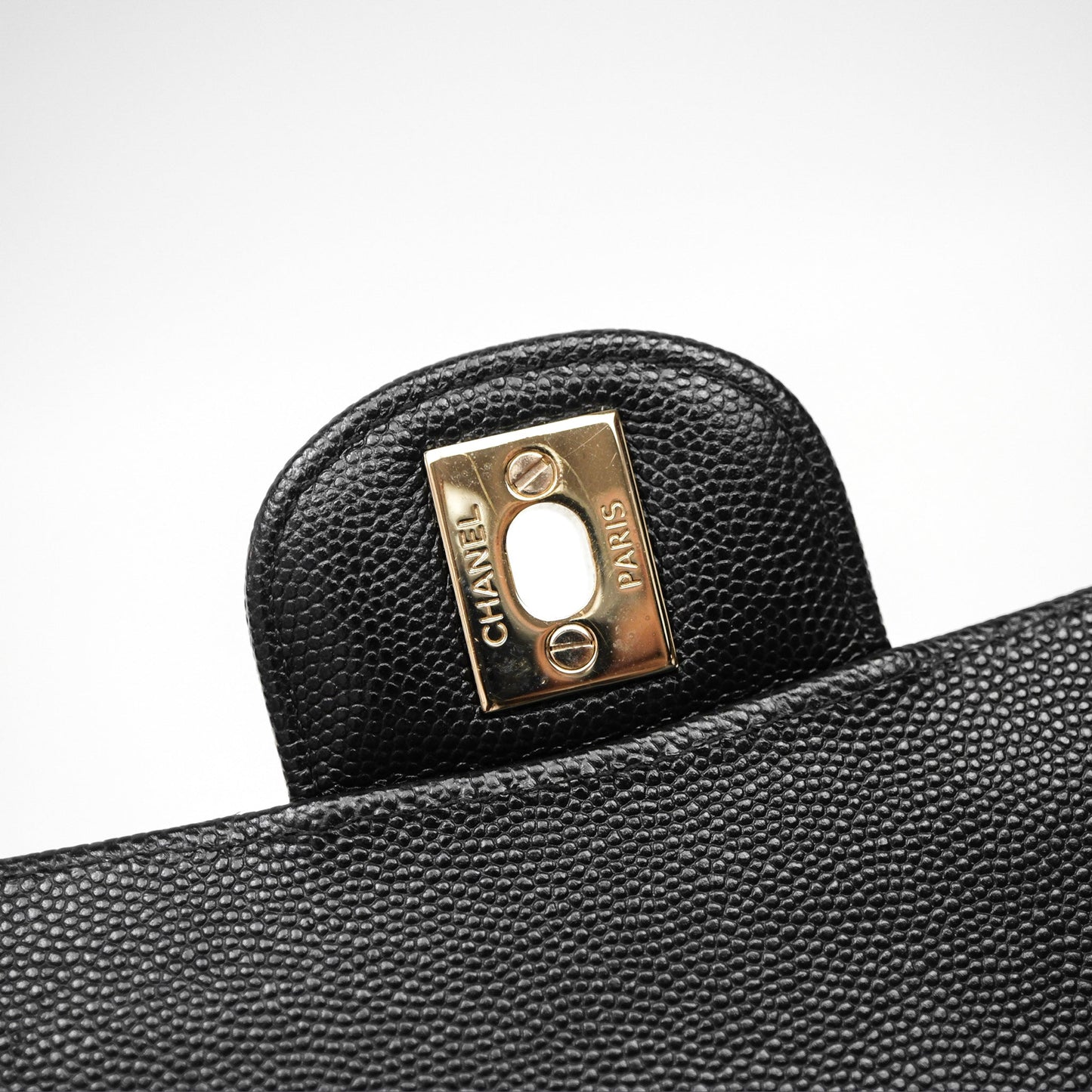 Chanel Classic M/L Medium Flap Chevron Black Caviar Gold Hardware