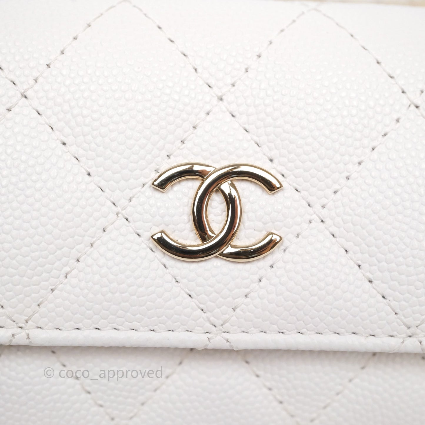 Chanel Mini Card Holder Charms Chain Belt Bag White Caviar Gold Hardware