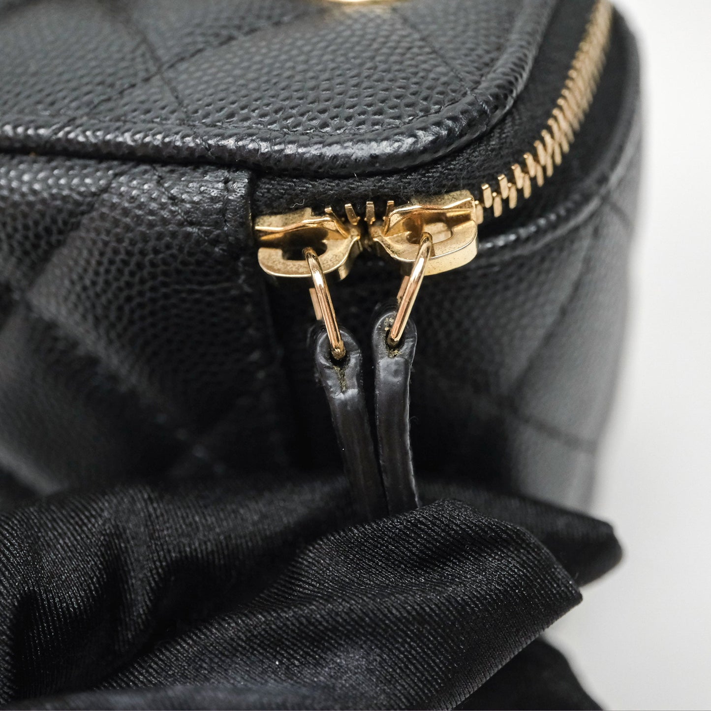 Chanel Mini Vanity With Chain Black Caviar Gold Hardware