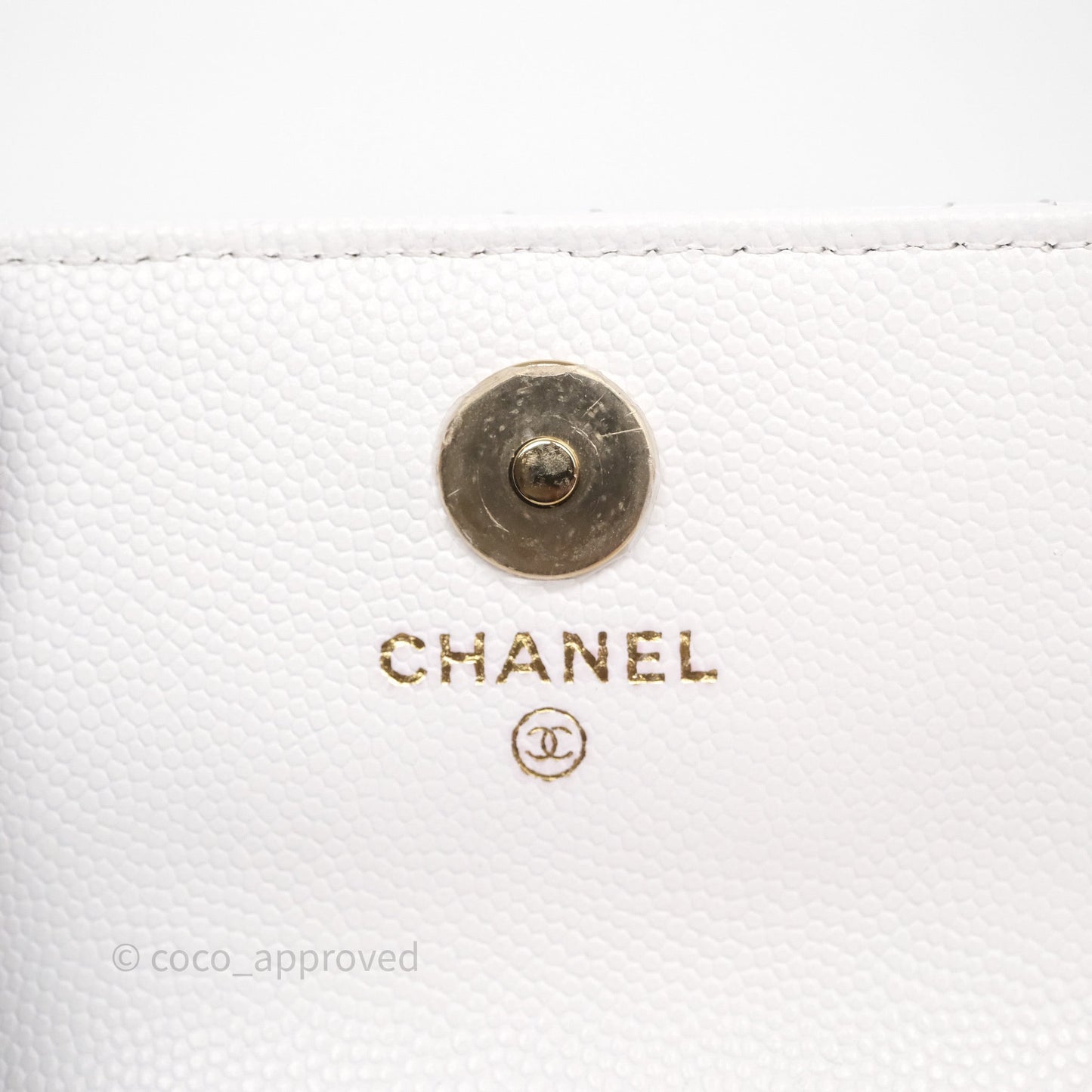Chanel Mini Card Holder Charms Chain Belt Bag White Caviar Gold Hardware