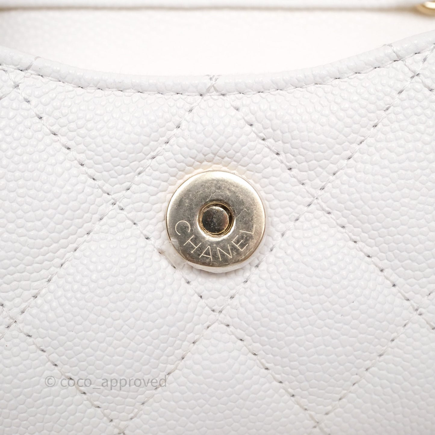 Chanel Mini Card Holder Charms Chain Belt Bag White Caviar Gold Hardware