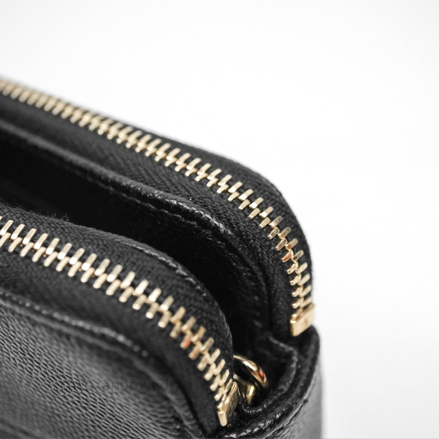 Chanel Double Zip Clutch With Chain Caviar Black Gold Hardware