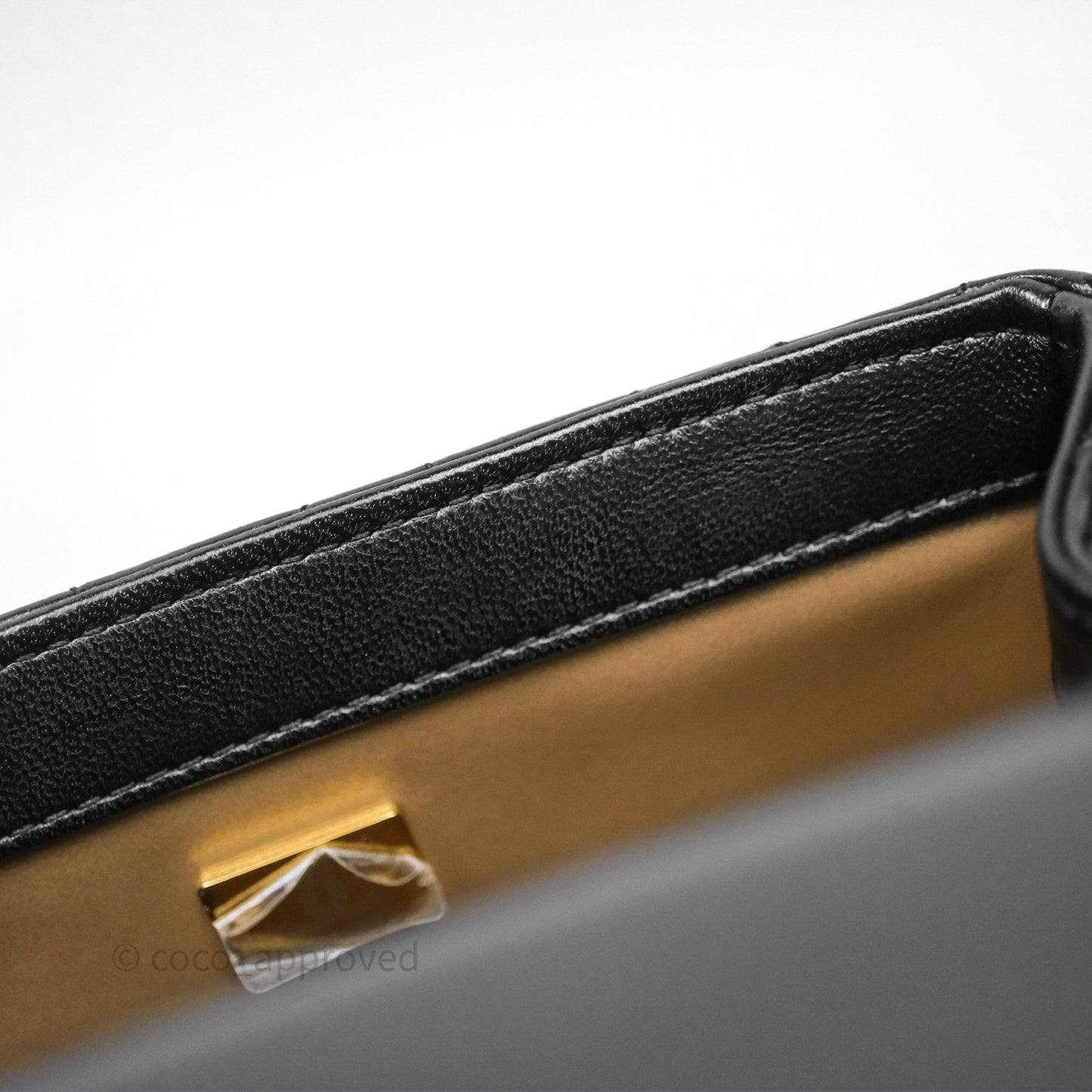 Chanel Pearl Crush Mini Square Quilted Black Lambskin Aged Gold Hardware