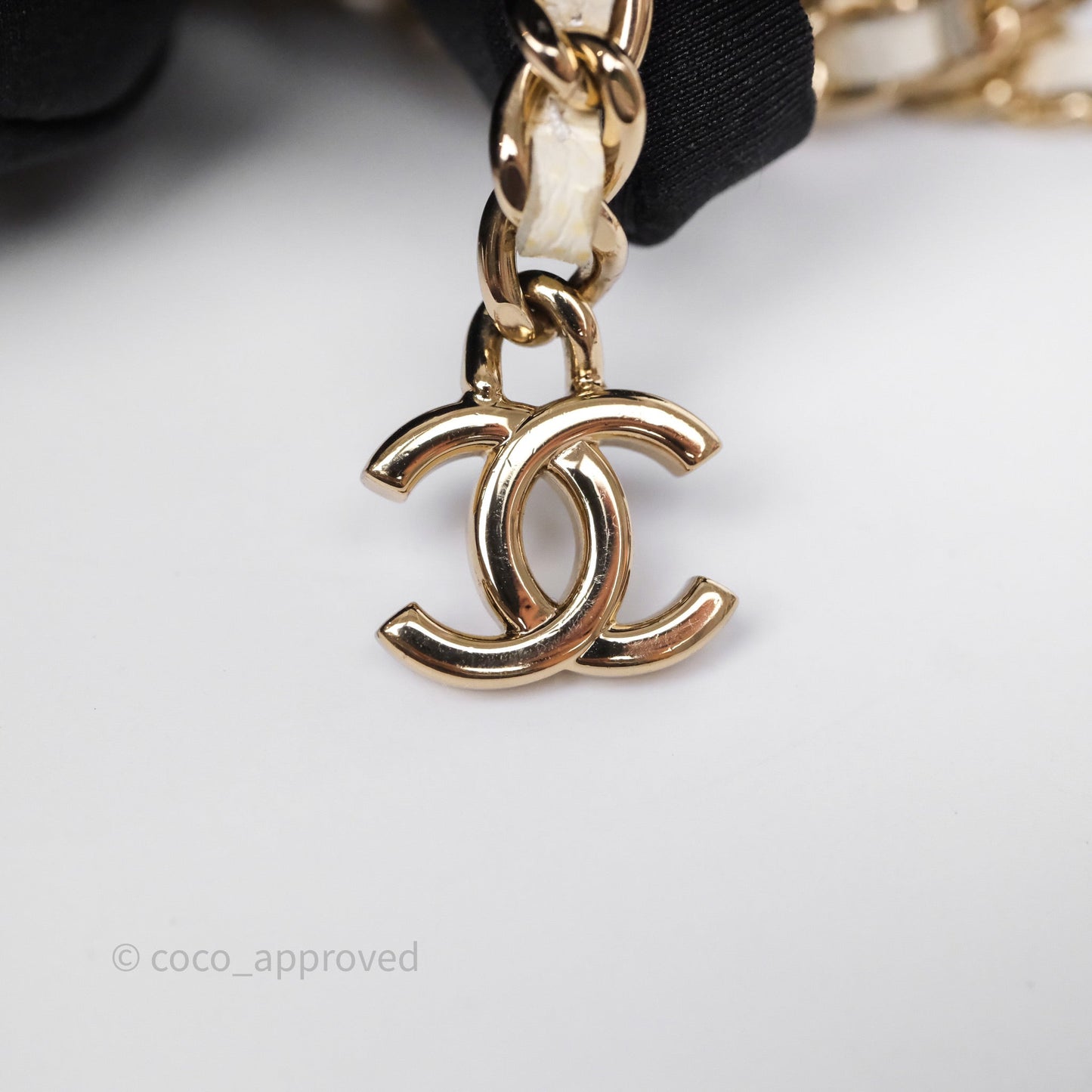 Chanel Mini Card Holder Charms Chain Belt Bag White Caviar Gold Hardware
