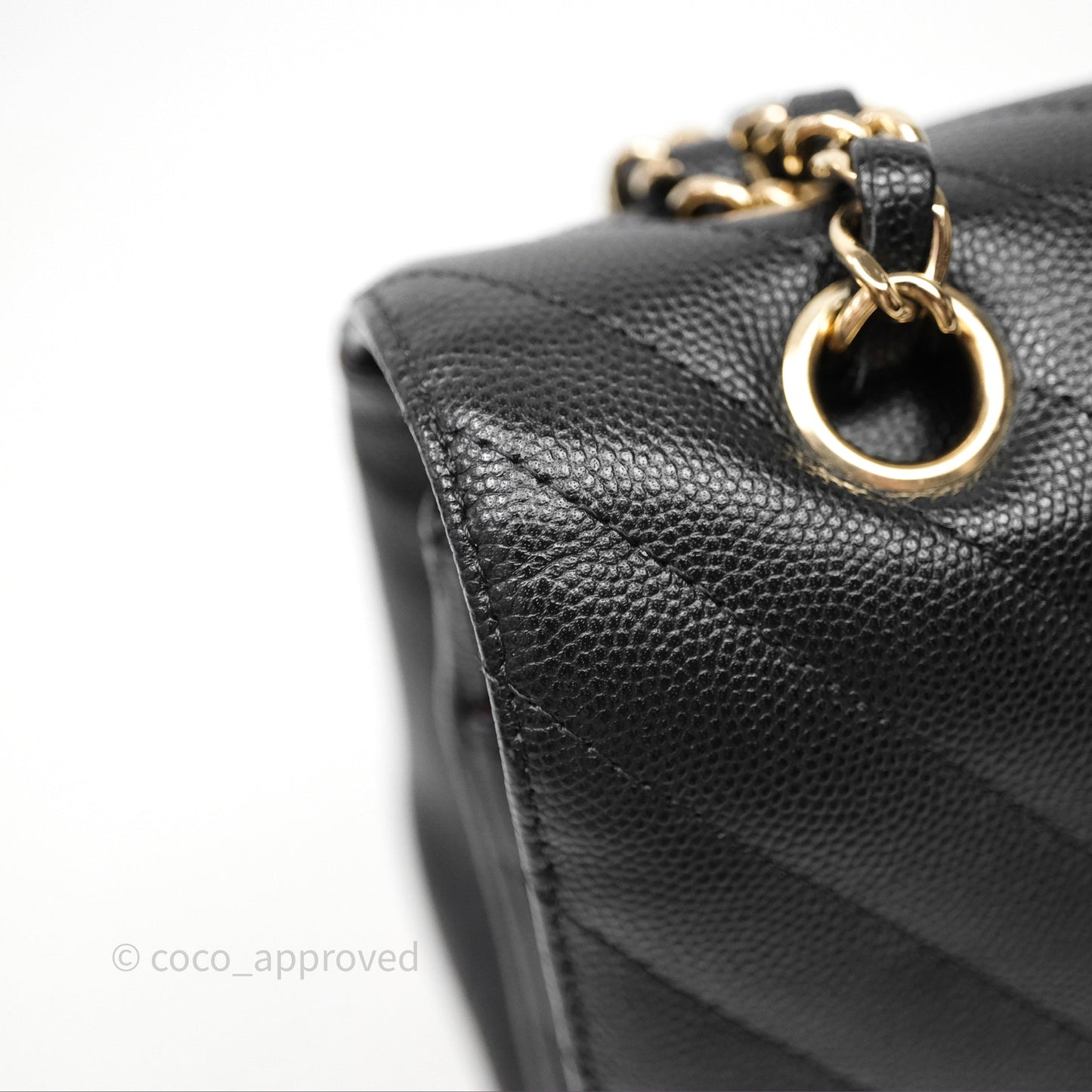 Chanel Classic M/L Medium Flap Chevron Black Caviar Gold Hardware