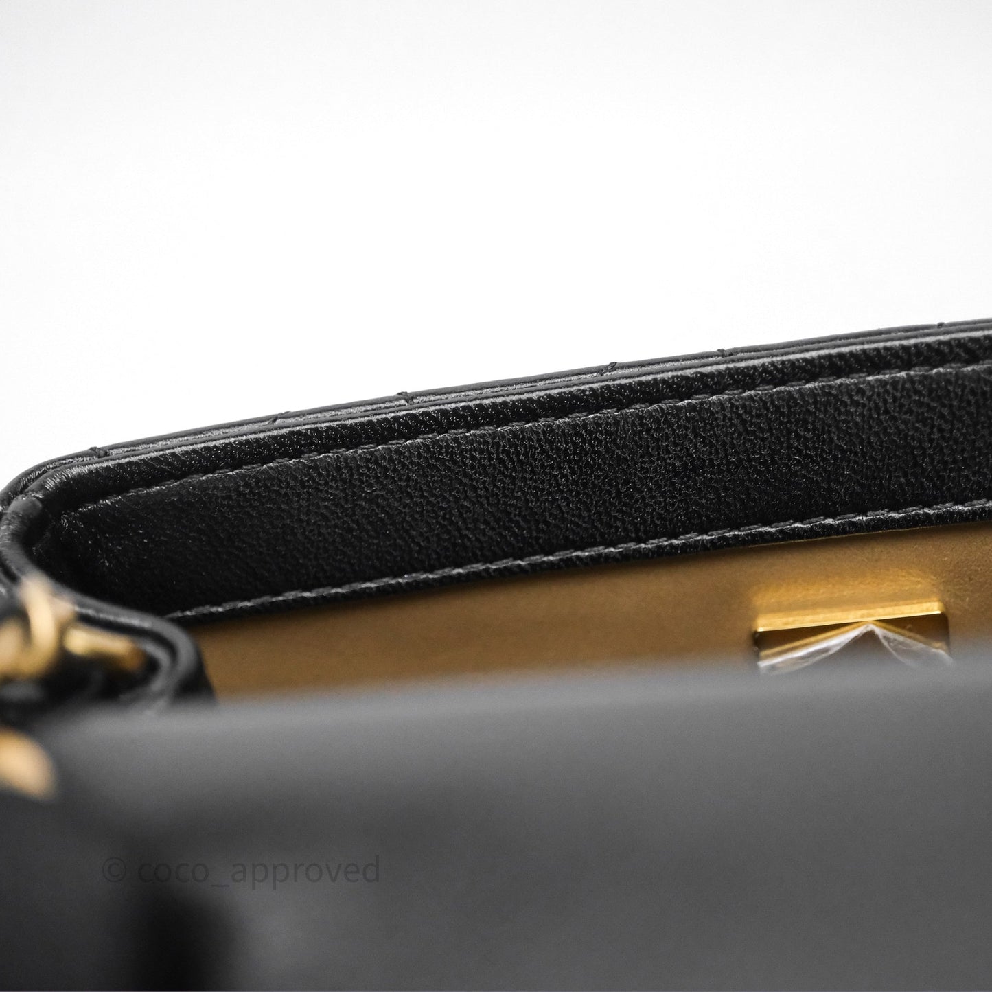 Chanel Pearl Crush Mini Square Quilted Black Lambskin Aged Gold Hardware