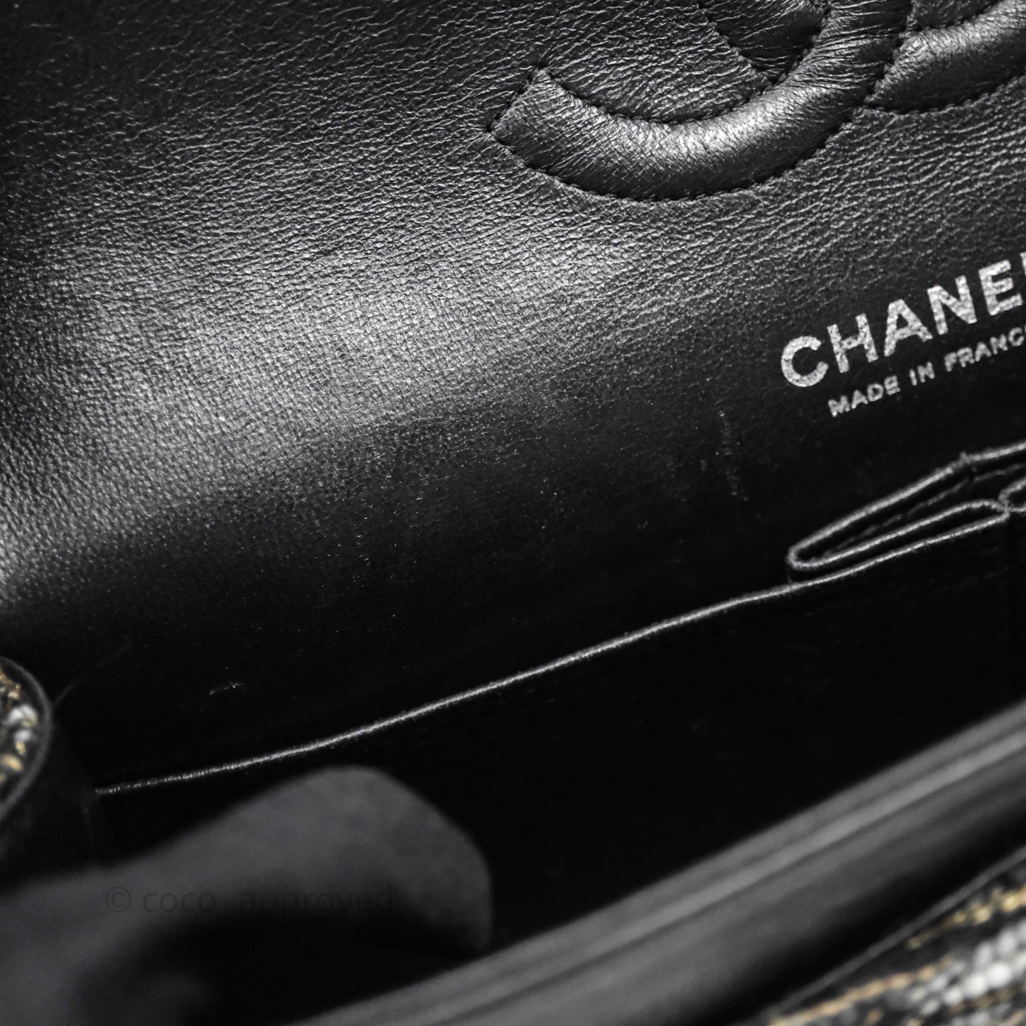 Chanel Classic M/L Medium Flap Quilted Grey Tweed Silver Hardware