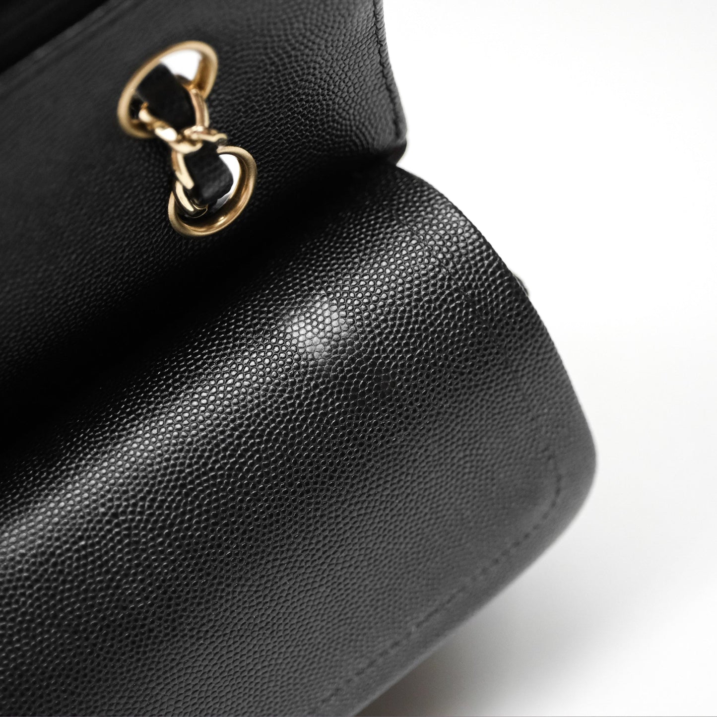Chanel Classic M/L Medium Flap Chevron Black Caviar Gold Hardware