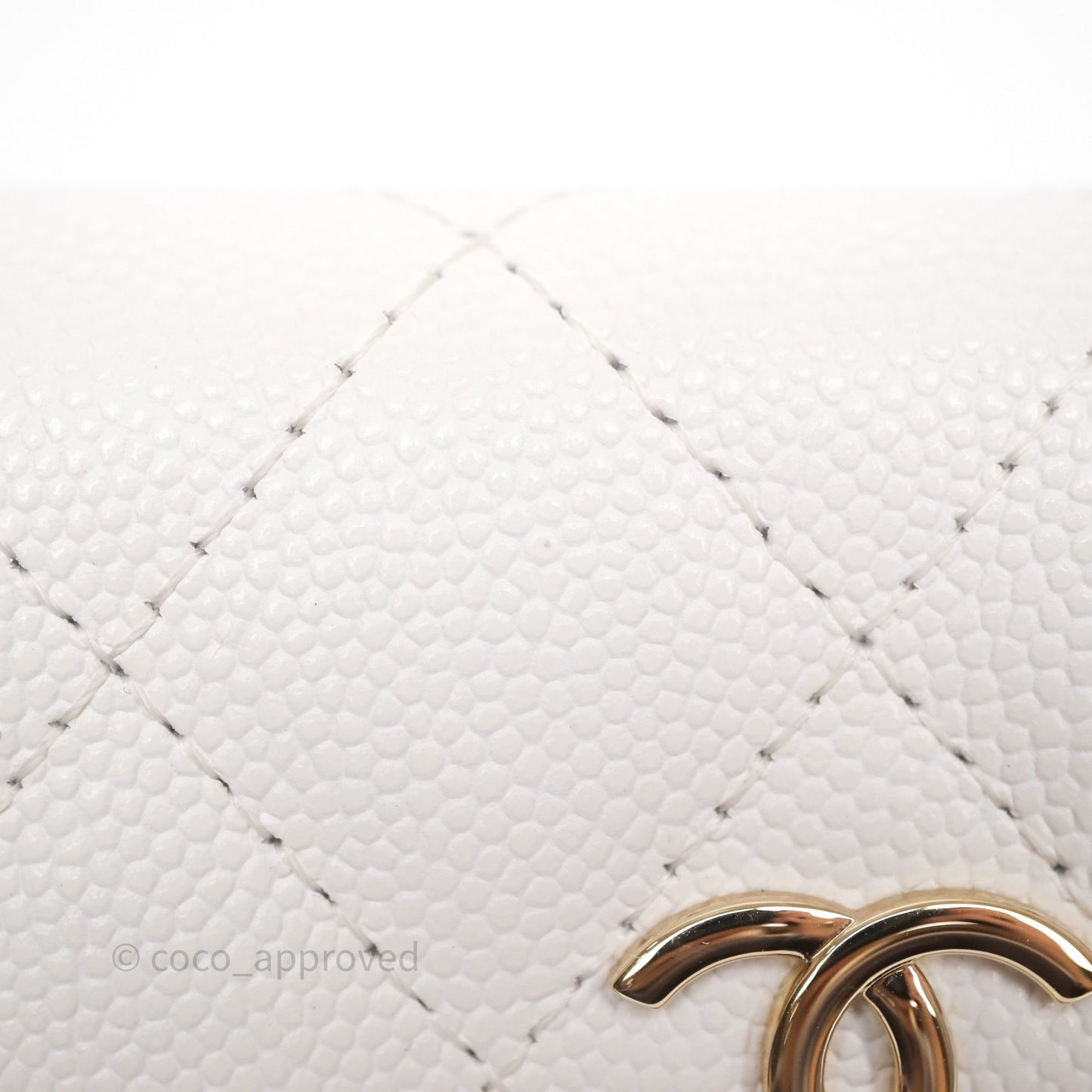 Chanel Mini Card Holder Charms Chain Belt Bag White Caviar Gold Hardware