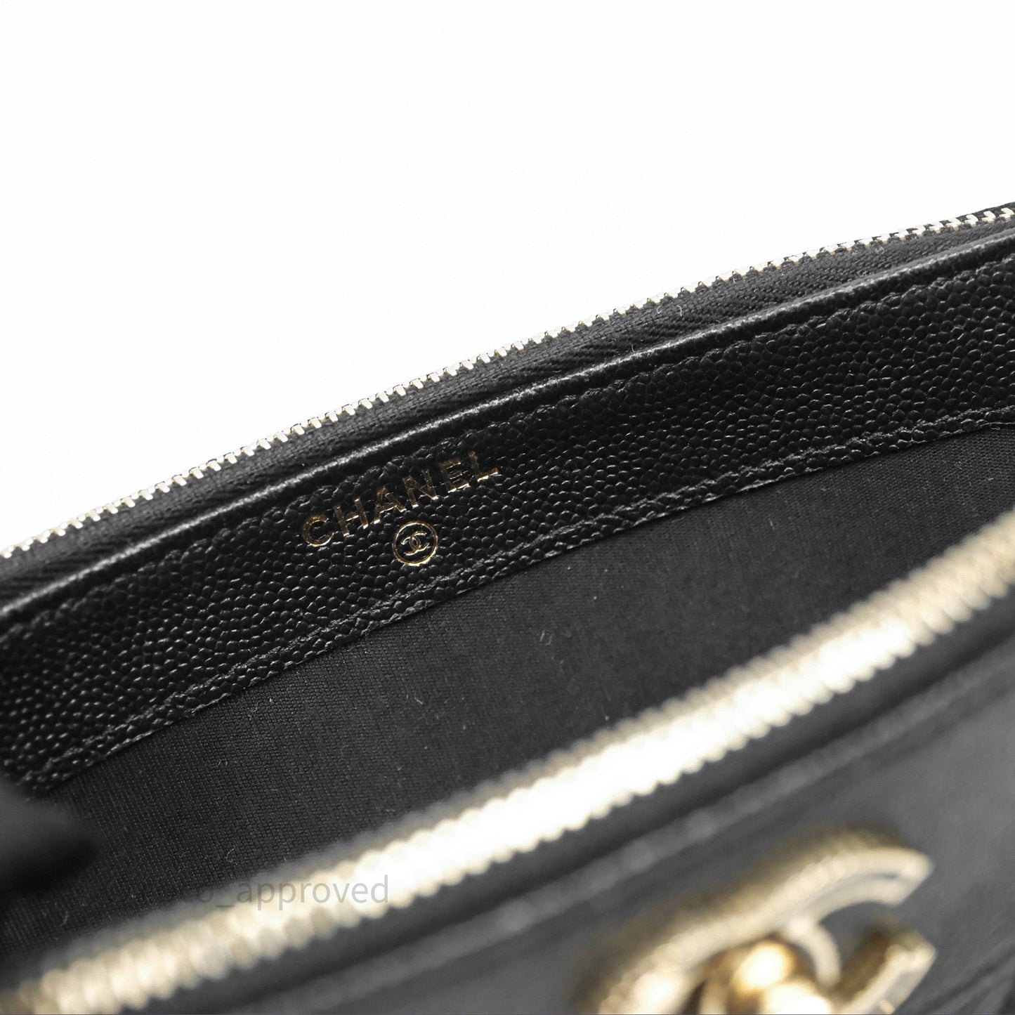Chanel Double Zip Clutch With Chain Caviar Black Gold Hardware