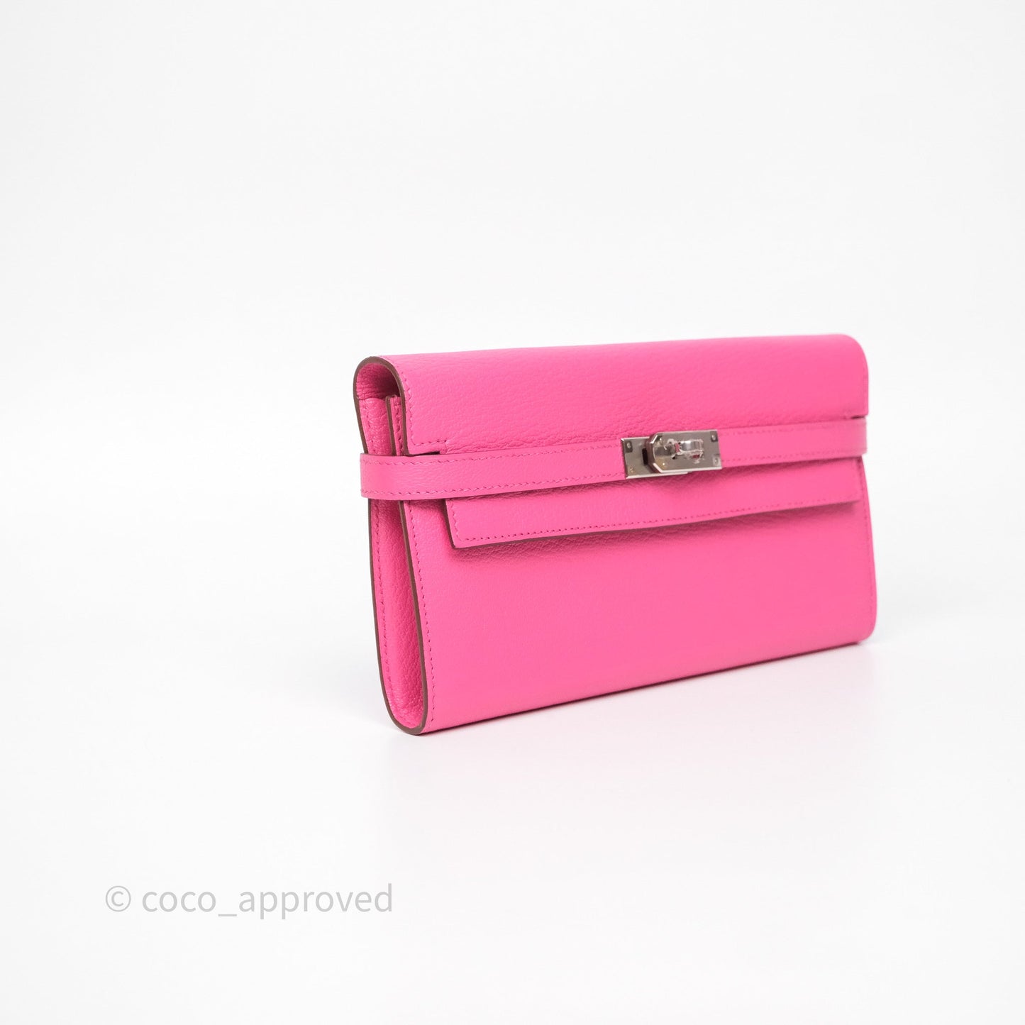 Hermès Kelly Wallet Pink Chevre Mysore Palladium Hardware