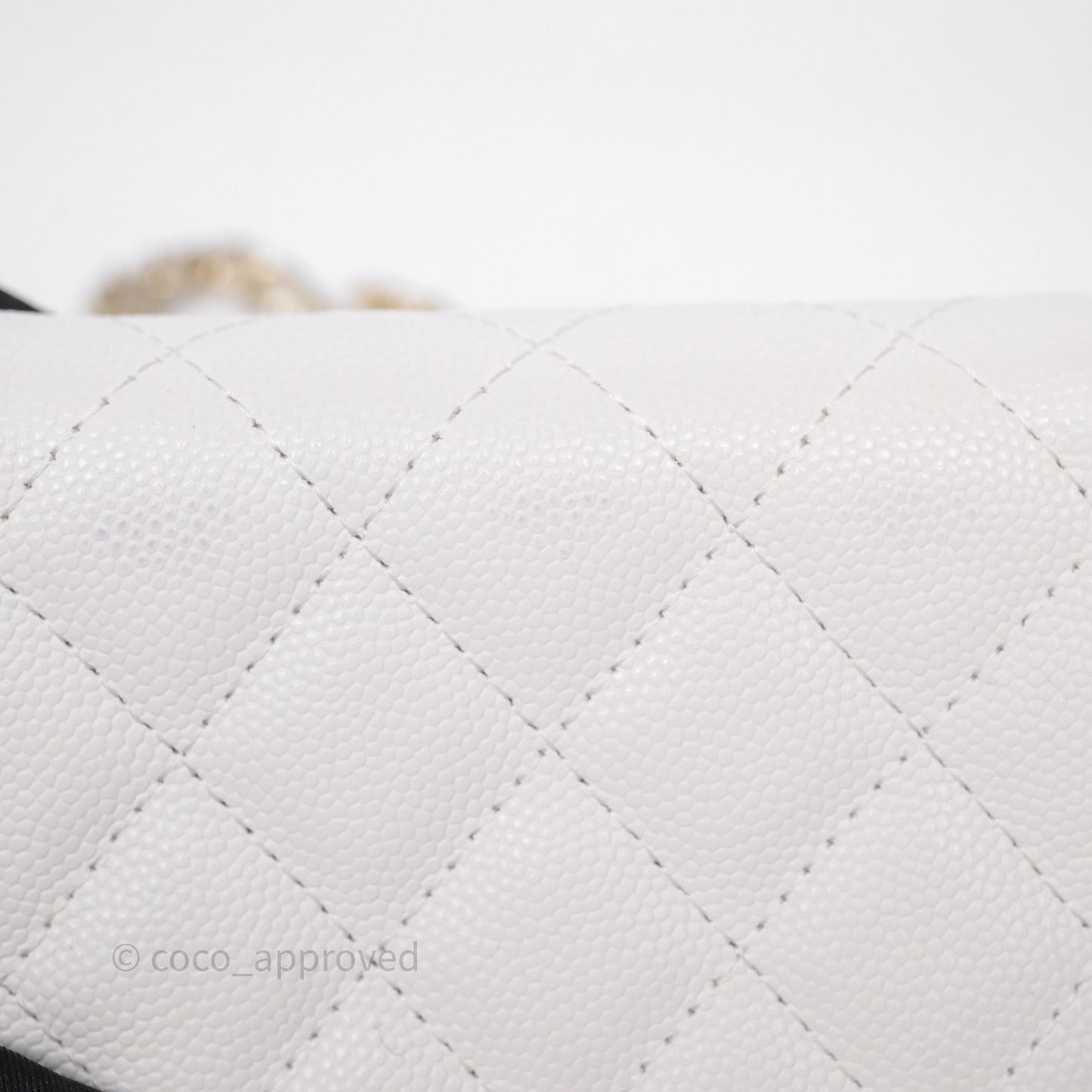 Chanel Mini Card Holder Charms Chain Belt Bag White Caviar Gold Hardware