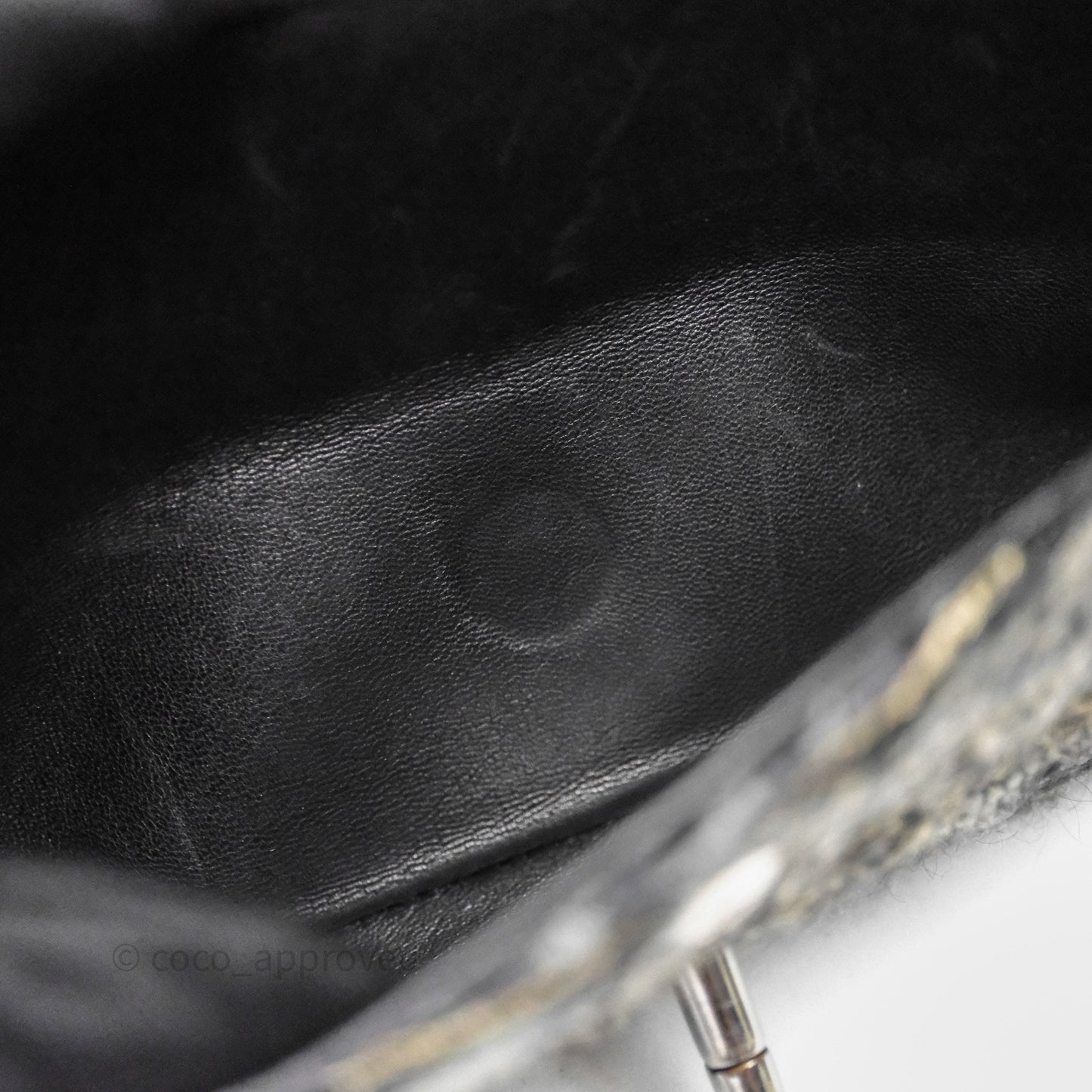 Chanel Classic M/L Medium Flap Quilted Grey Tweed Silver Hardware