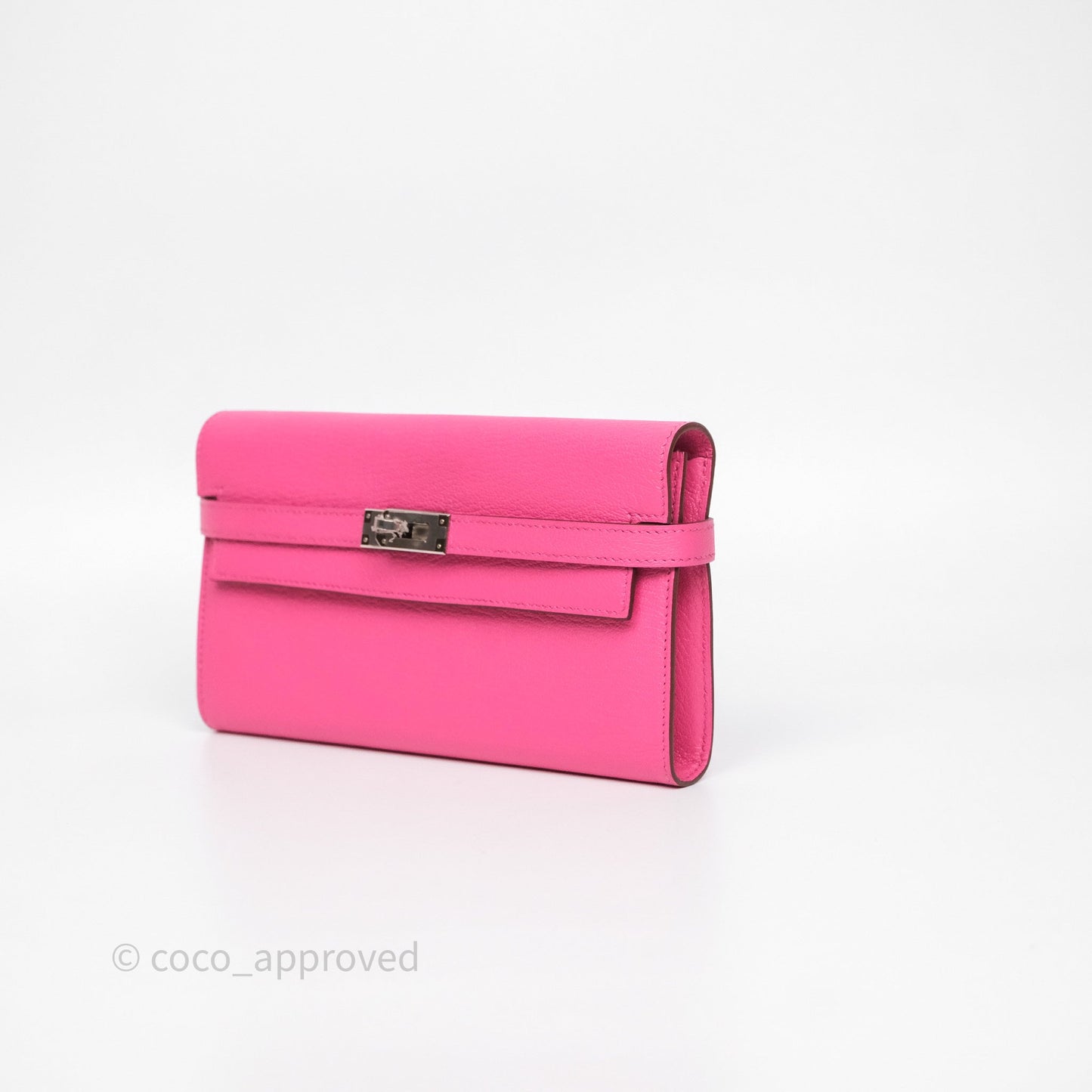 Hermès Kelly Wallet Pink Chevre Mysore Palladium Hardware