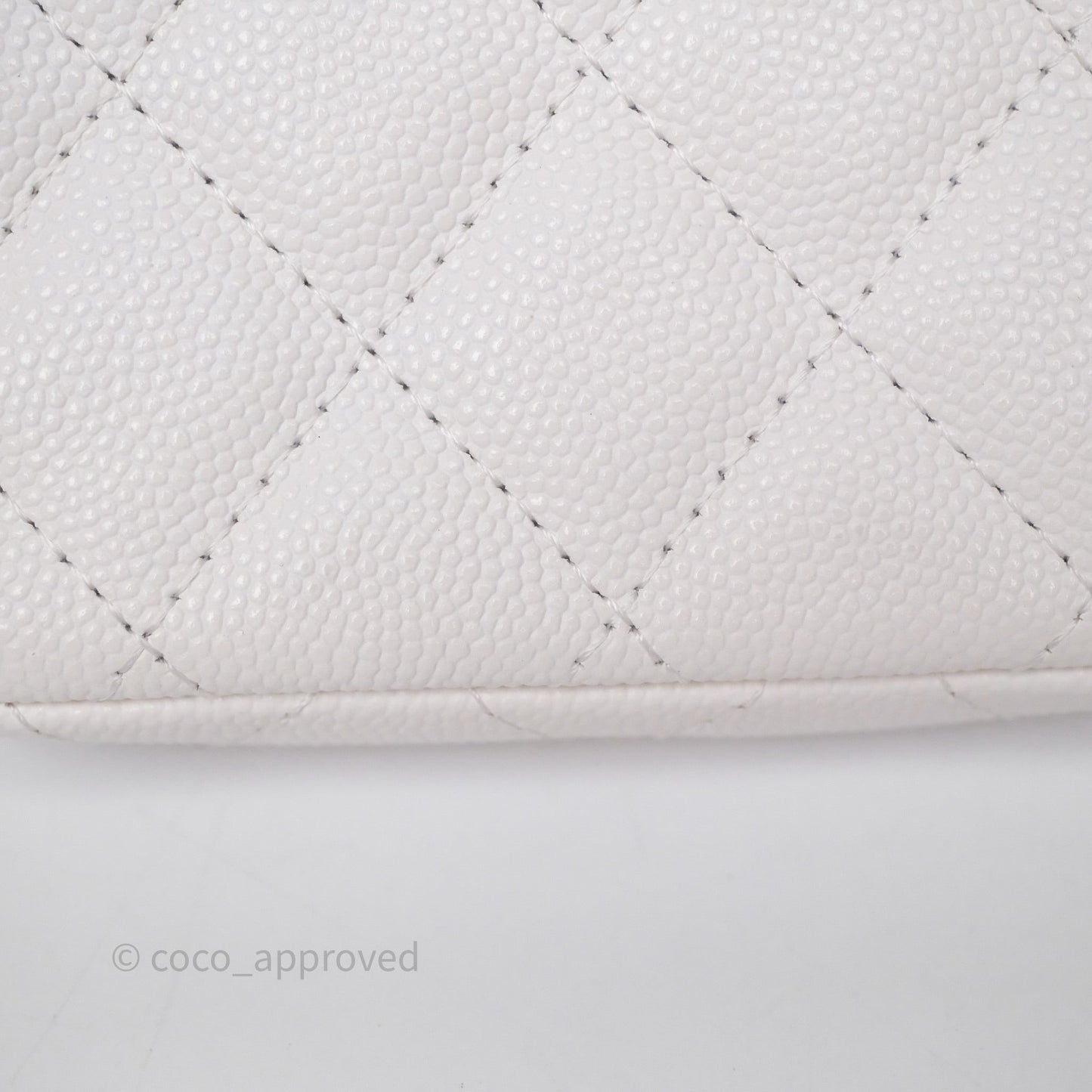 Chanel Mini Card Holder Charms Chain Belt Bag White Caviar Gold Hardware