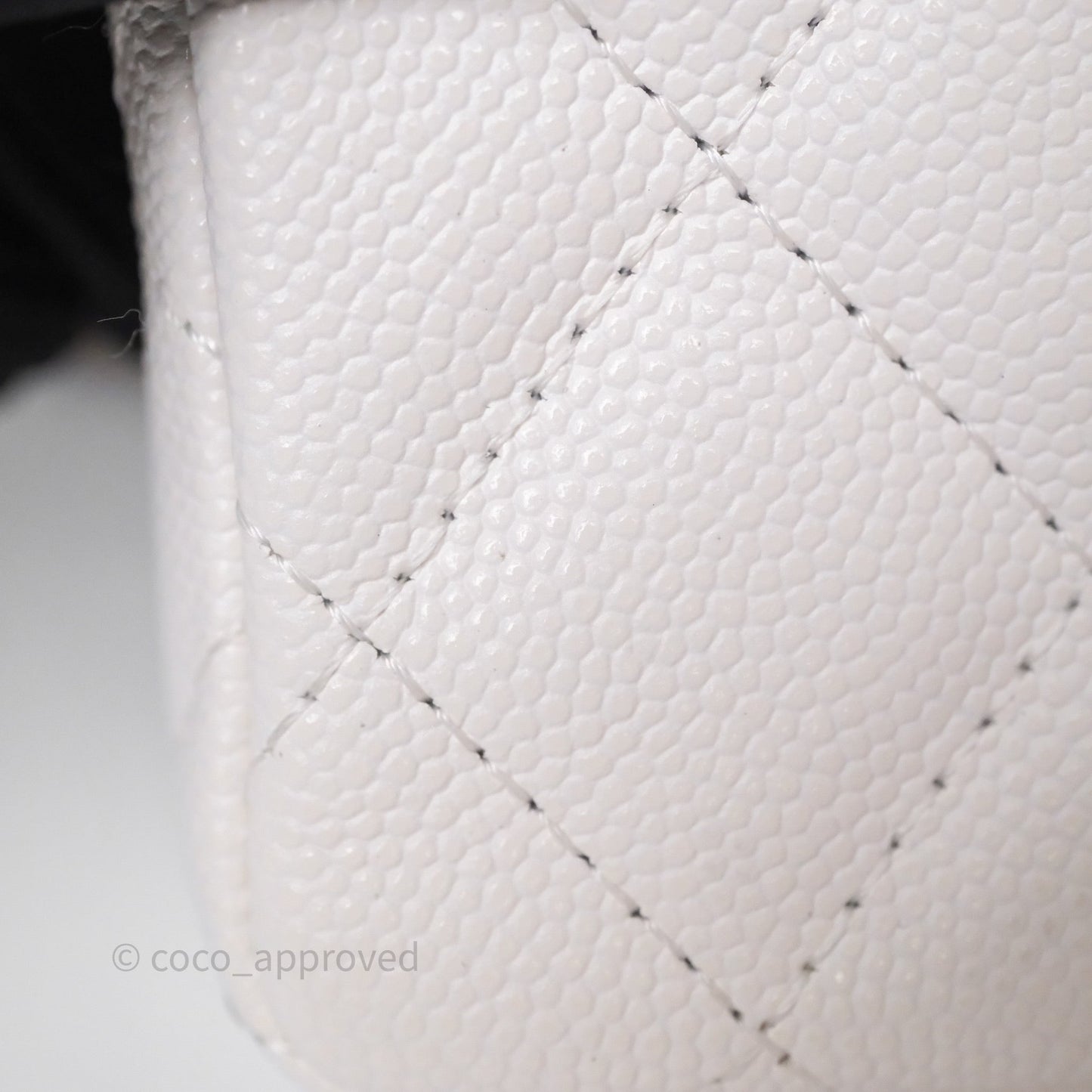 Chanel Mini Card Holder Charms Chain Belt Bag White Caviar Gold Hardware