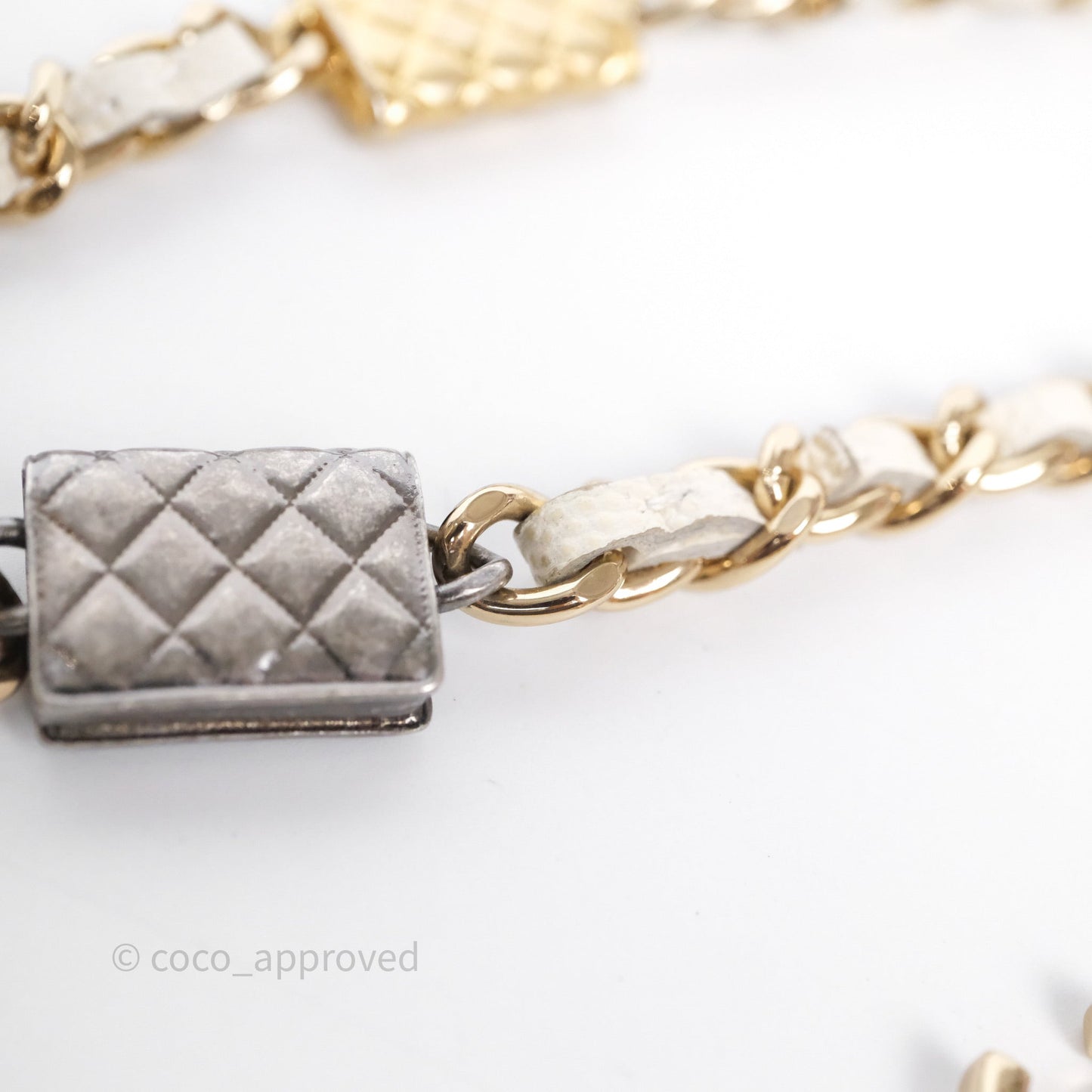 Chanel Mini Card Holder Charms Chain Belt Bag White Caviar Gold Hardware