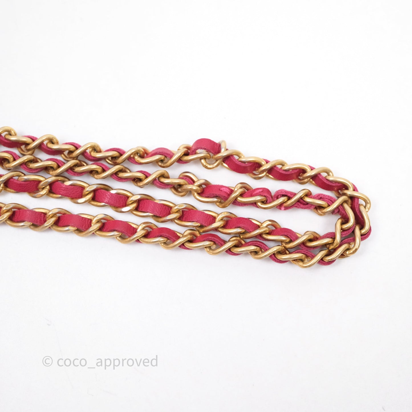 Chanel Quilted Lady Handle Flap Card Holder With Chain Dark Pink Calfskin Aged Gold Hardware