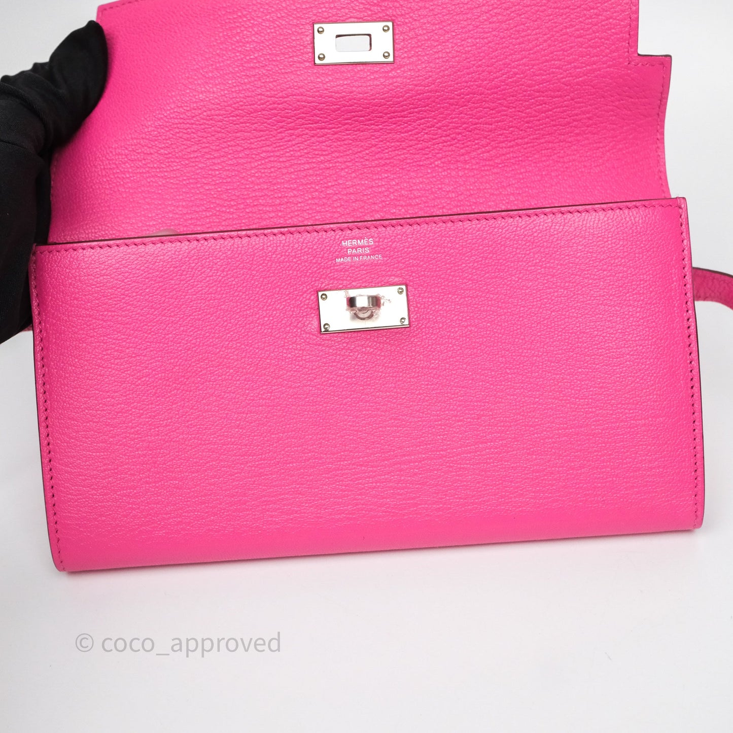 Hermès Kelly Wallet Pink Chevre Mysore Palladium Hardware