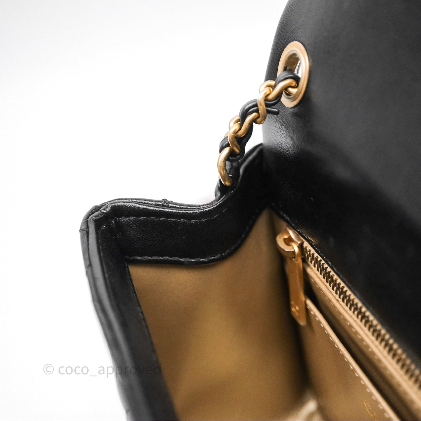 Chanel Pearl Crush Mini Square Quilted Black Lambskin Aged Gold Hardware
