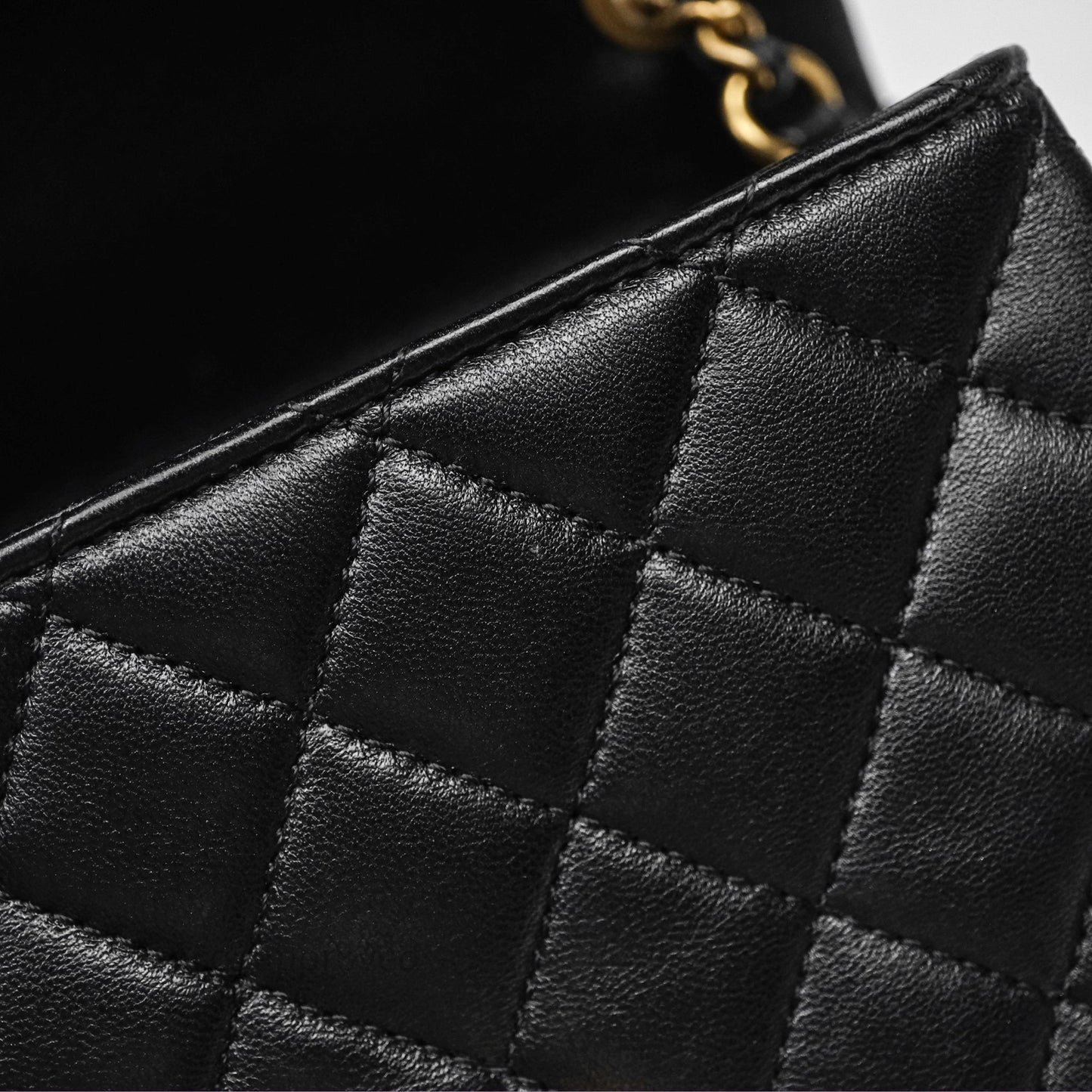 Chanel Pearl Crush Mini Square Quilted Black Lambskin Aged Gold Hardware