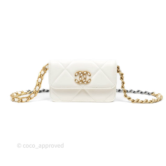 Chanel 19 Clutch With Chain Ivory White Lambskin Mixed Hardware