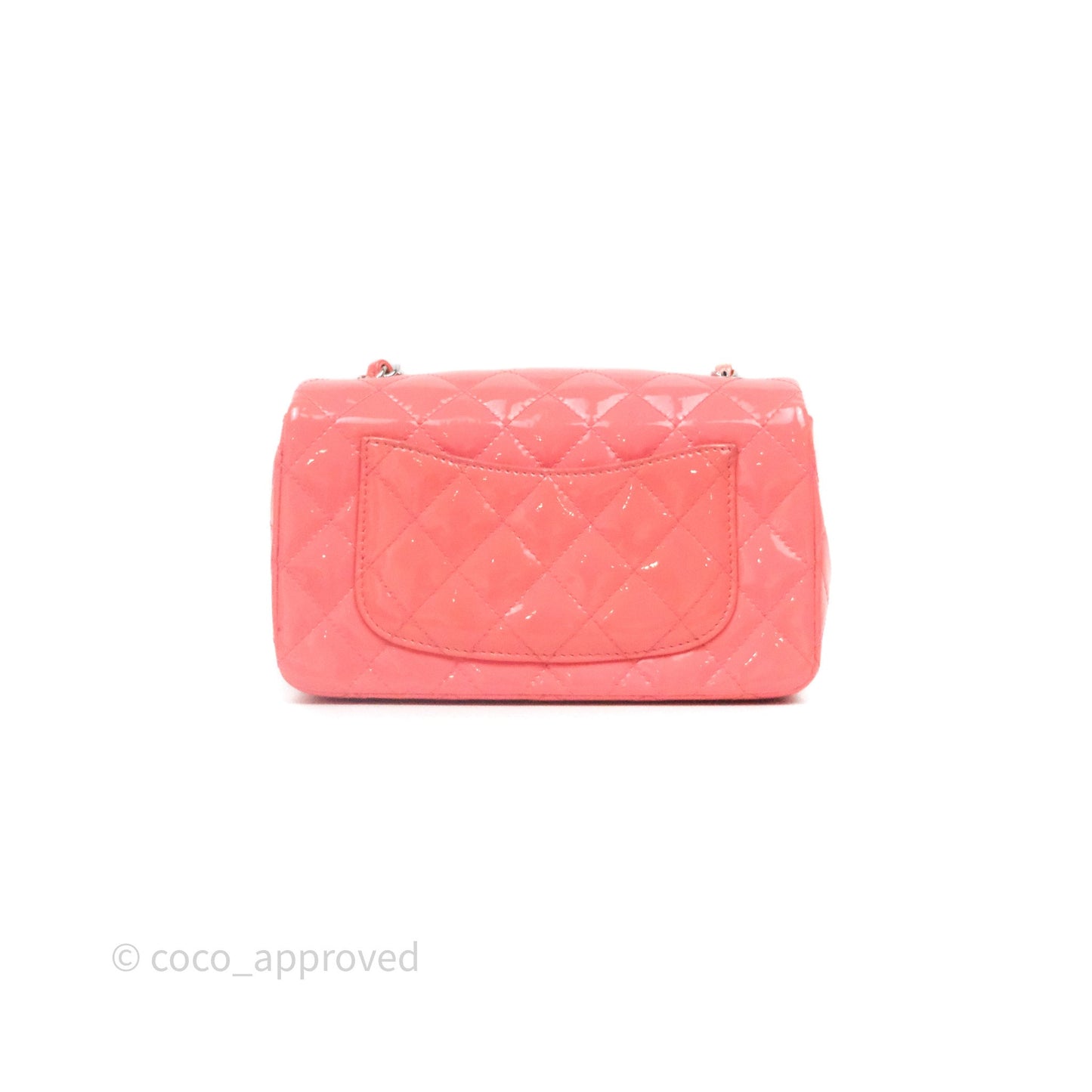 Chanel Quilted Mini Rectangular Pink Patent Silver Hardware