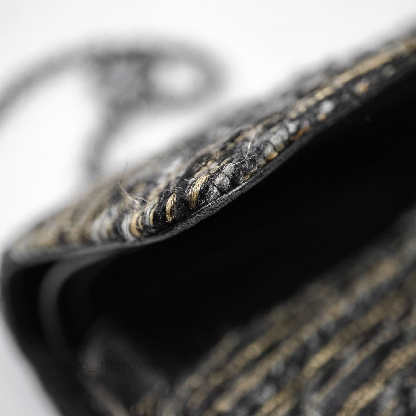 Chanel Classic M/L Medium Flap Quilted Grey Tweed Silver Hardware