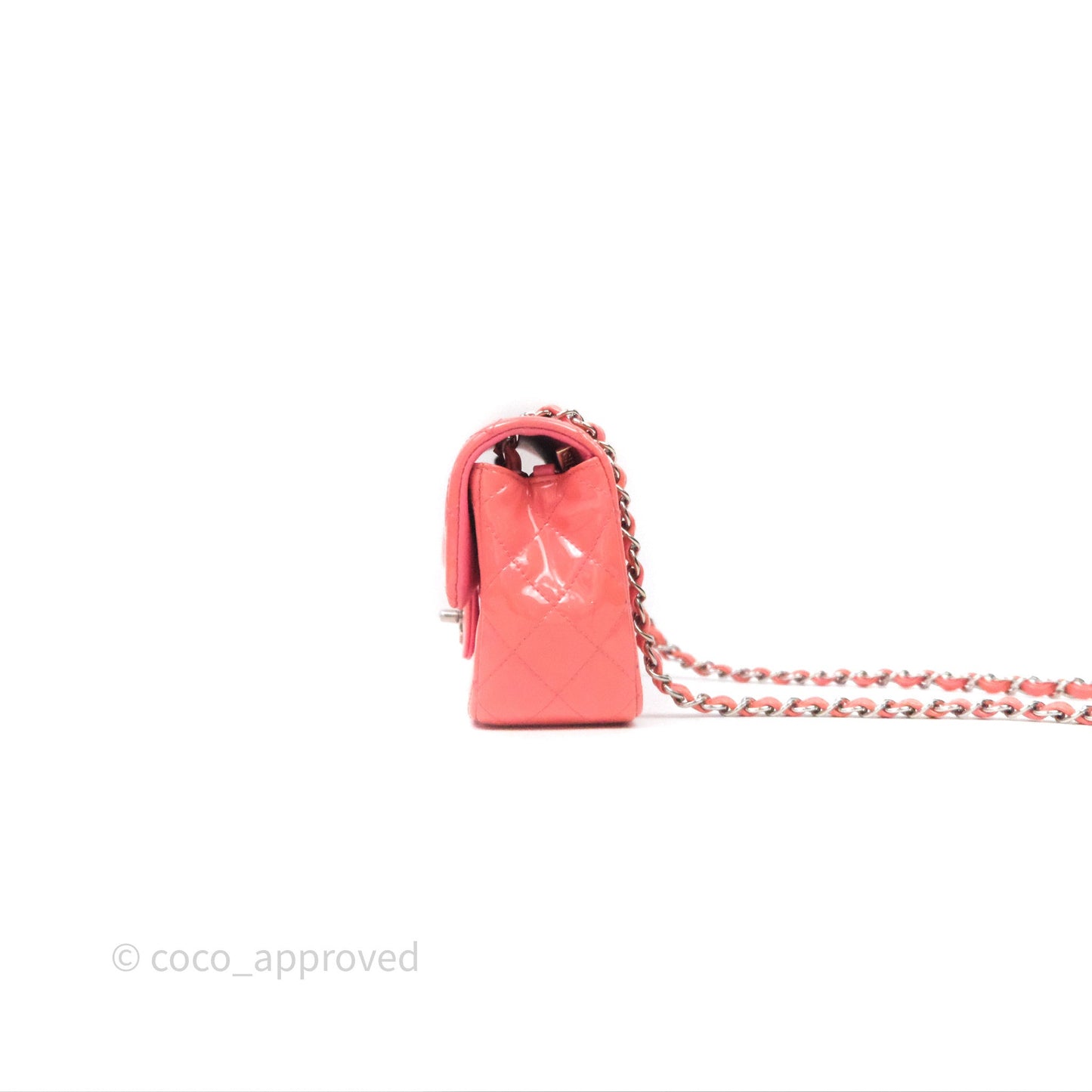 Chanel Quilted Mini Rectangular Pink Patent Silver Hardware
