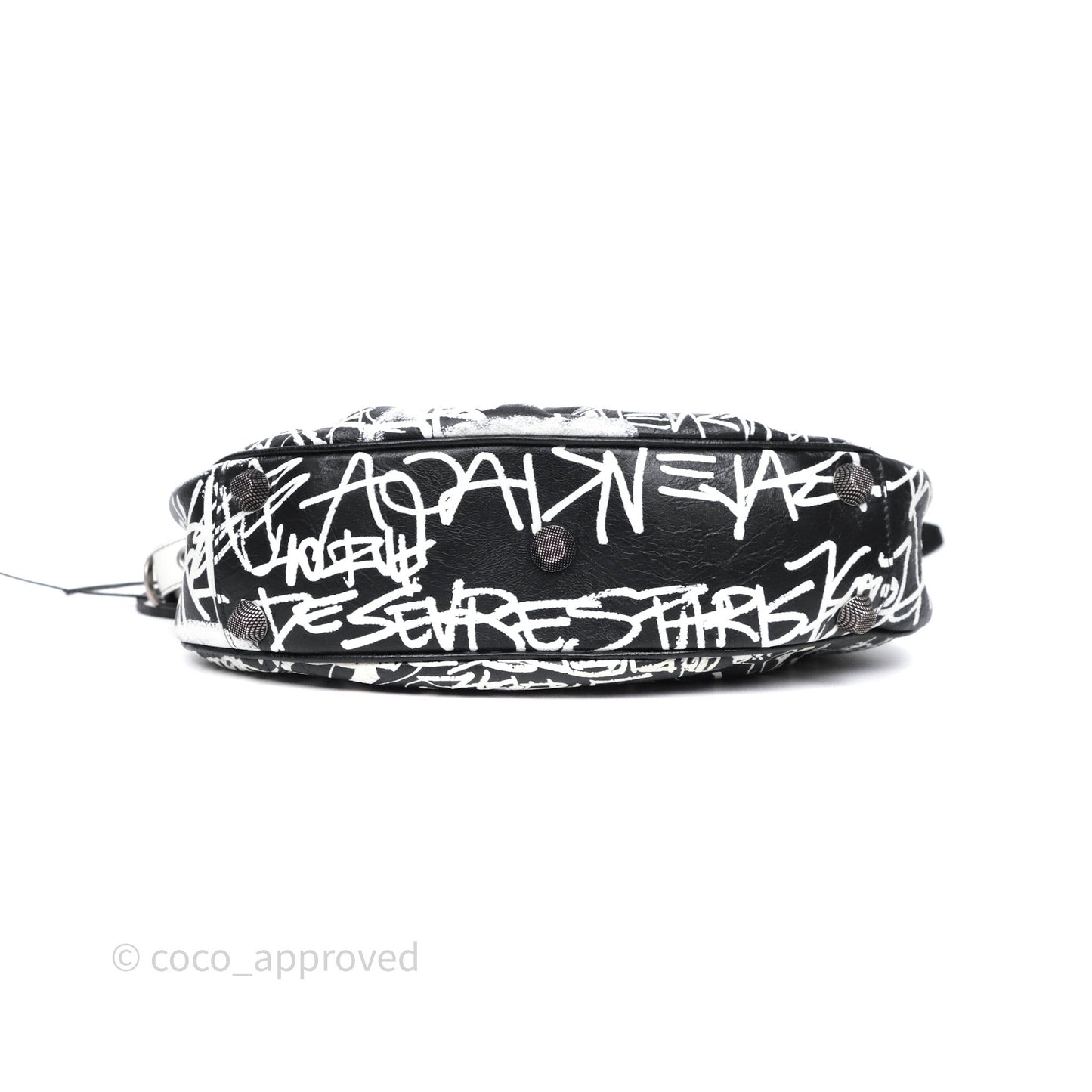 Balenciaga Small Agneau Arena Graffiti Le Cagole Shoulder Bag Black/ White