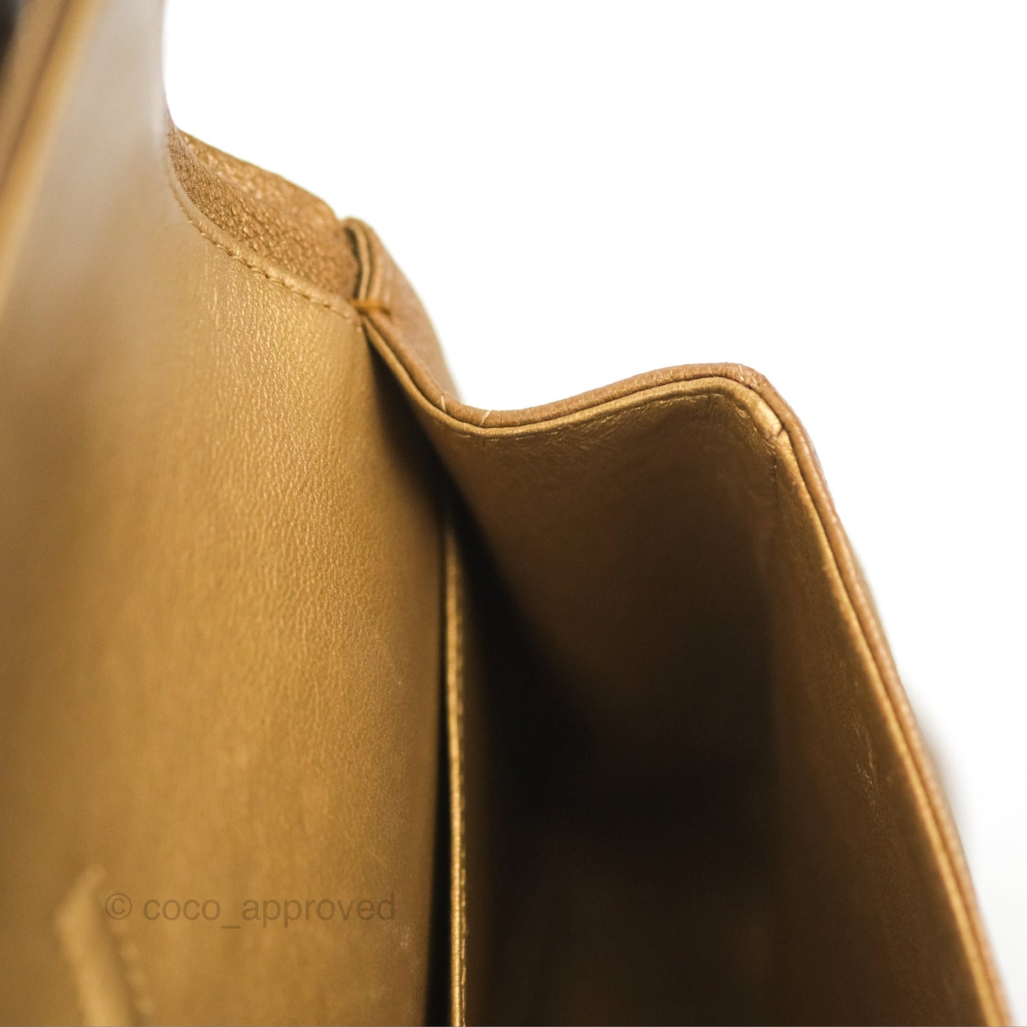 Chanel Classic M/L Medium Flap Quilted Metallic Gold Grained Calfskin Ruthenium Hardware