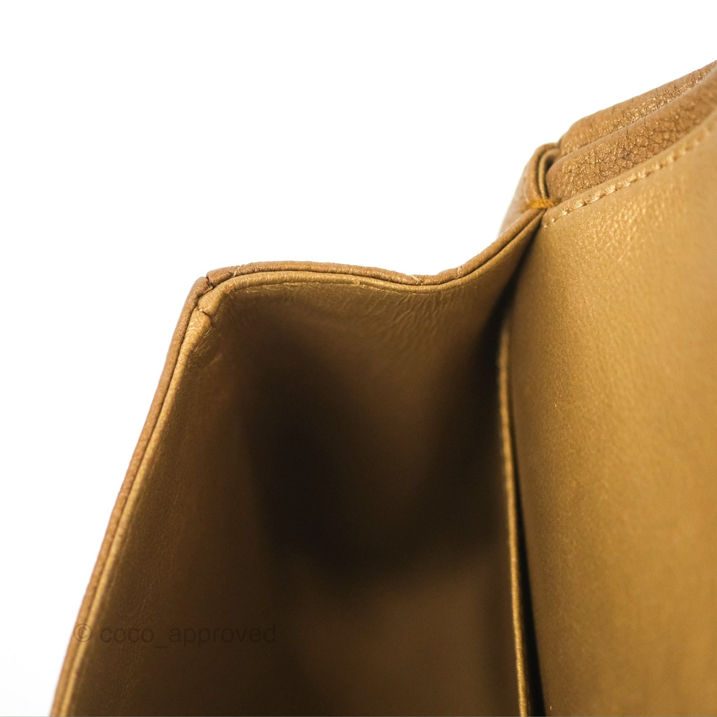 Chanel Classic M/L Medium Flap Quilted Metallic Gold Grained Calfskin Ruthenium Hardware