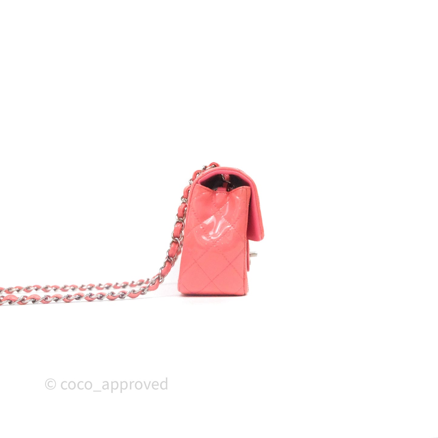 Chanel Quilted Mini Rectangular Pink Patent Silver Hardware