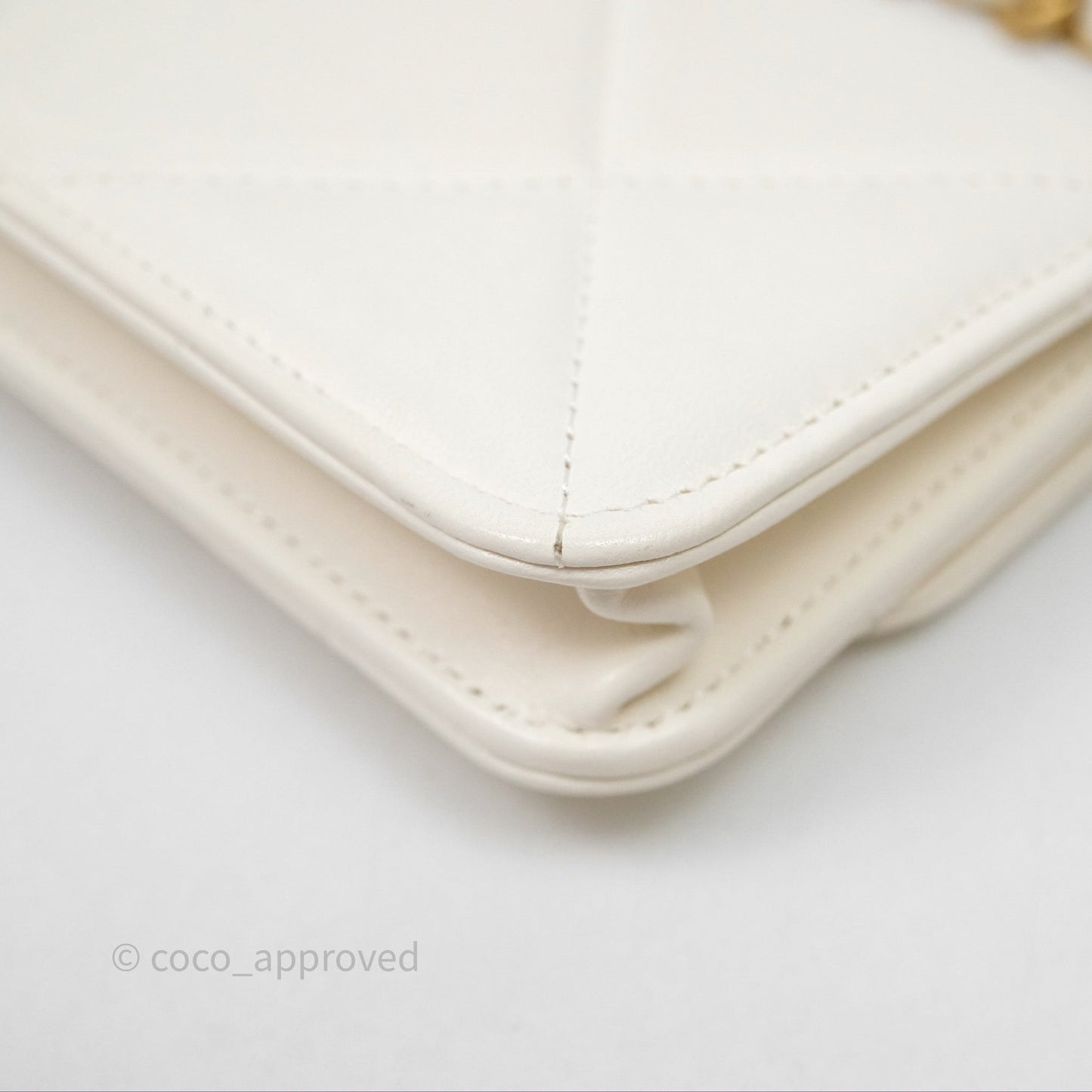Chanel 19 Clutch With Chain Ivory White Lambskin Mixed Hardware