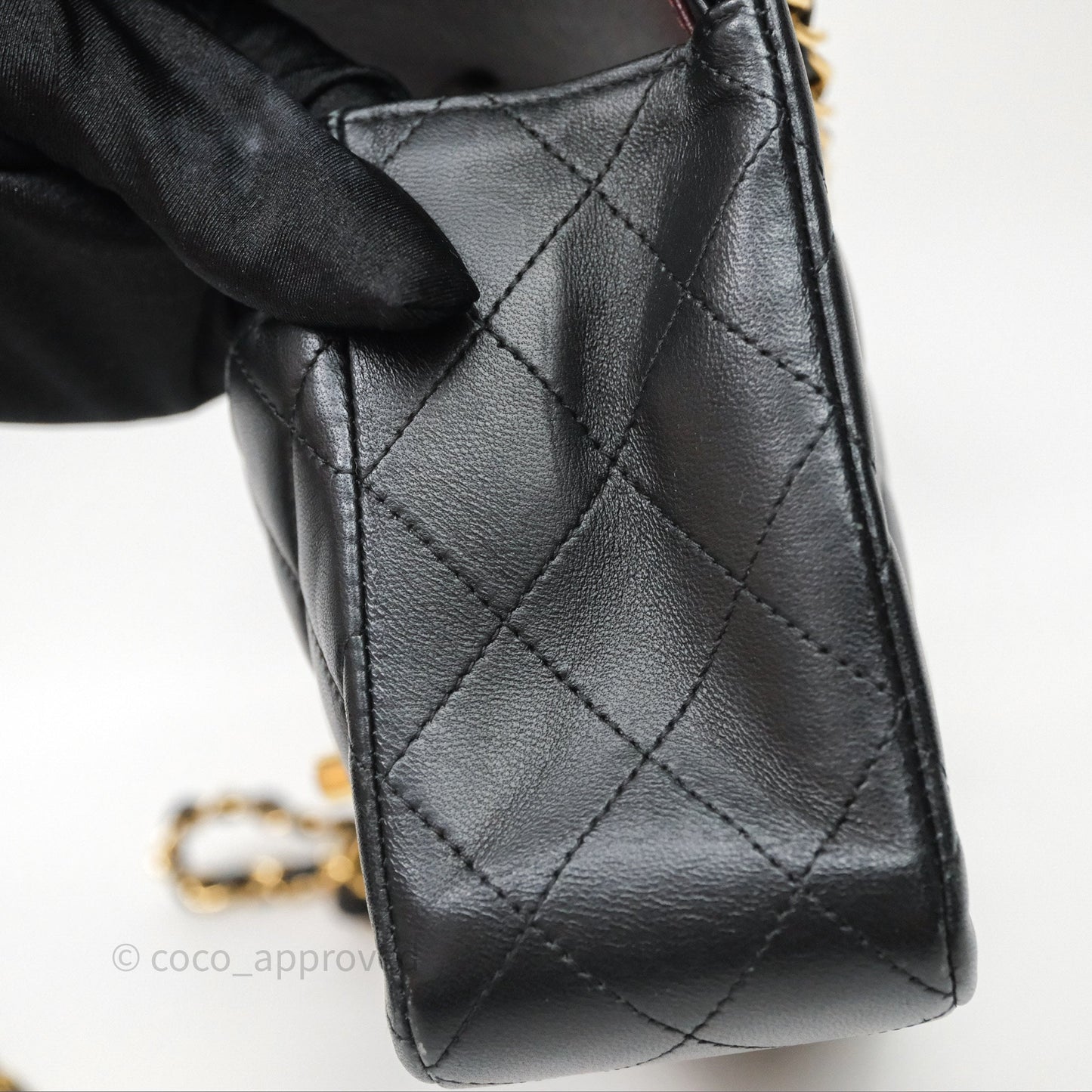 Chanel Small Classic Flap Quilted Black Lambskin Gold Hardware