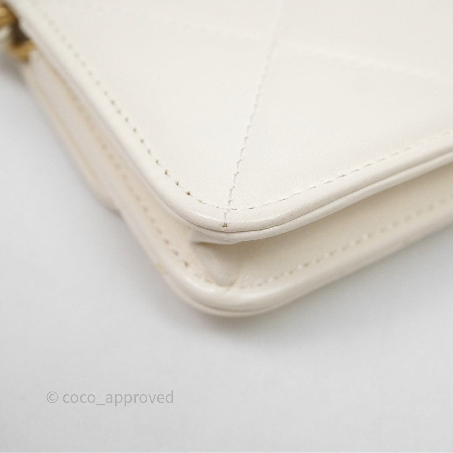 Chanel 19 Clutch With Chain Ivory White Lambskin Mixed Hardware