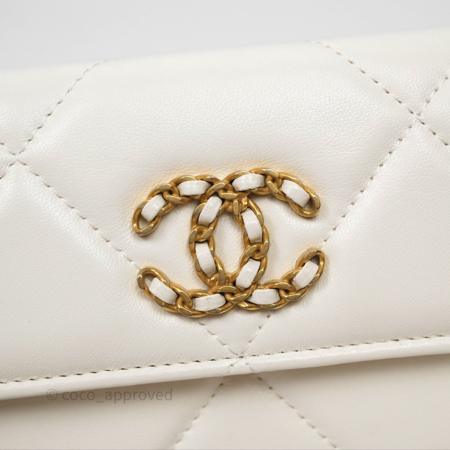 Chanel 19 Clutch With Chain Ivory White Lambskin Mixed Hardware