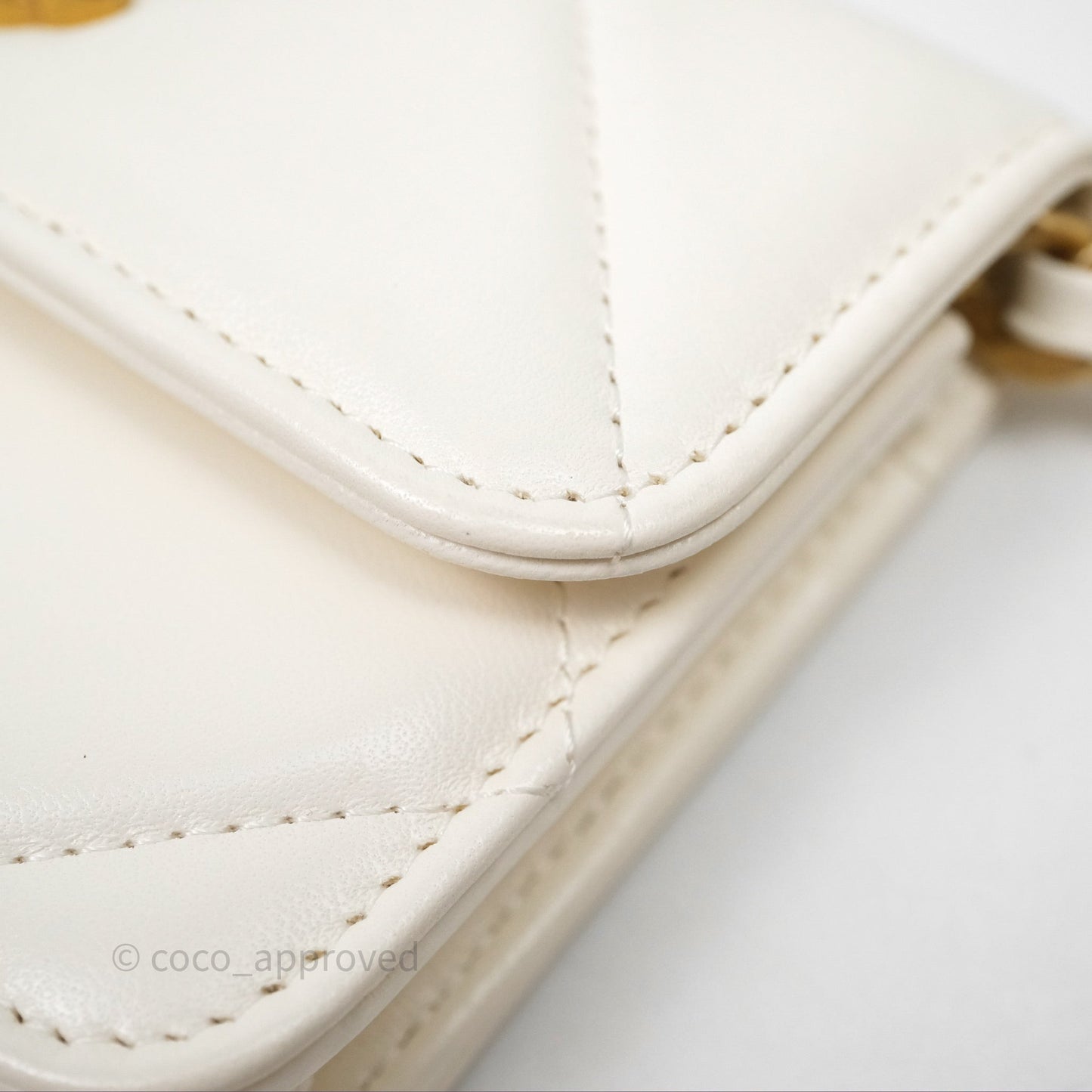 Chanel 19 Clutch With Chain Ivory White Lambskin Mixed Hardware