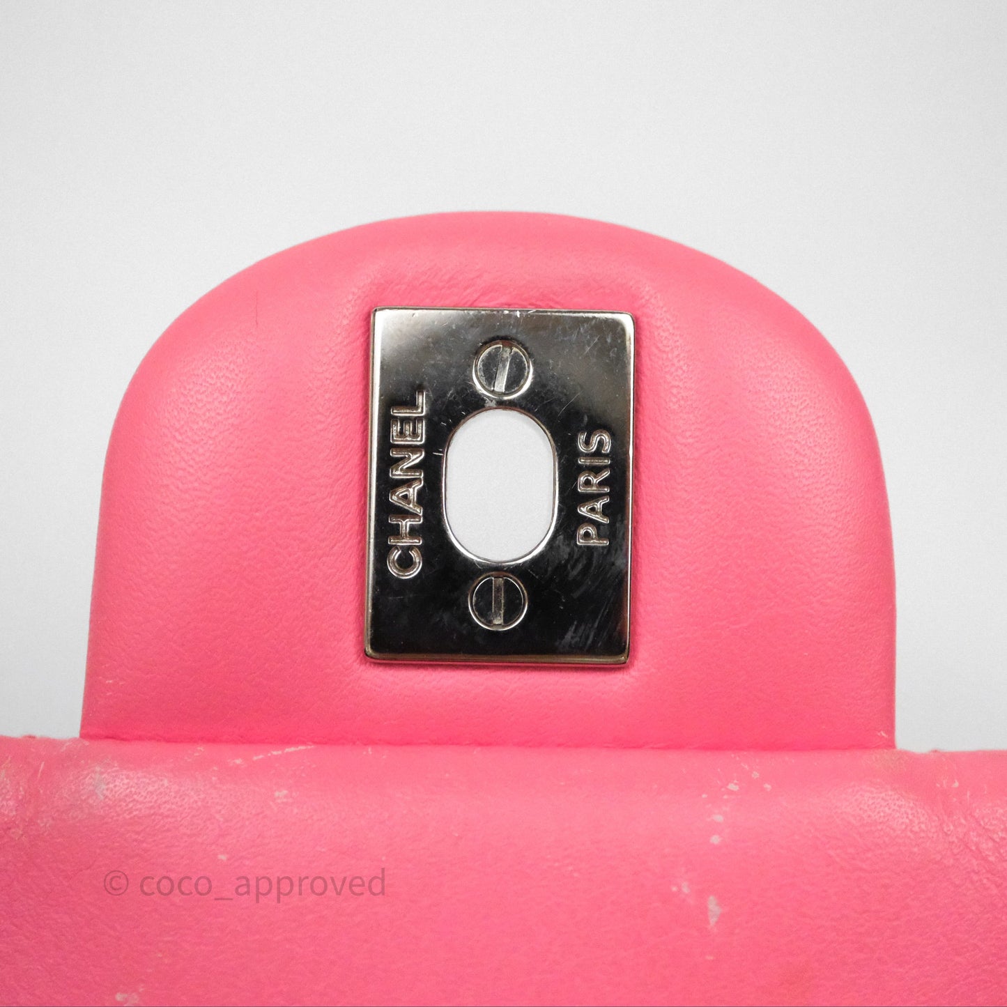 Chanel Quilted Mini Rectangular Pink Patent Silver Hardware