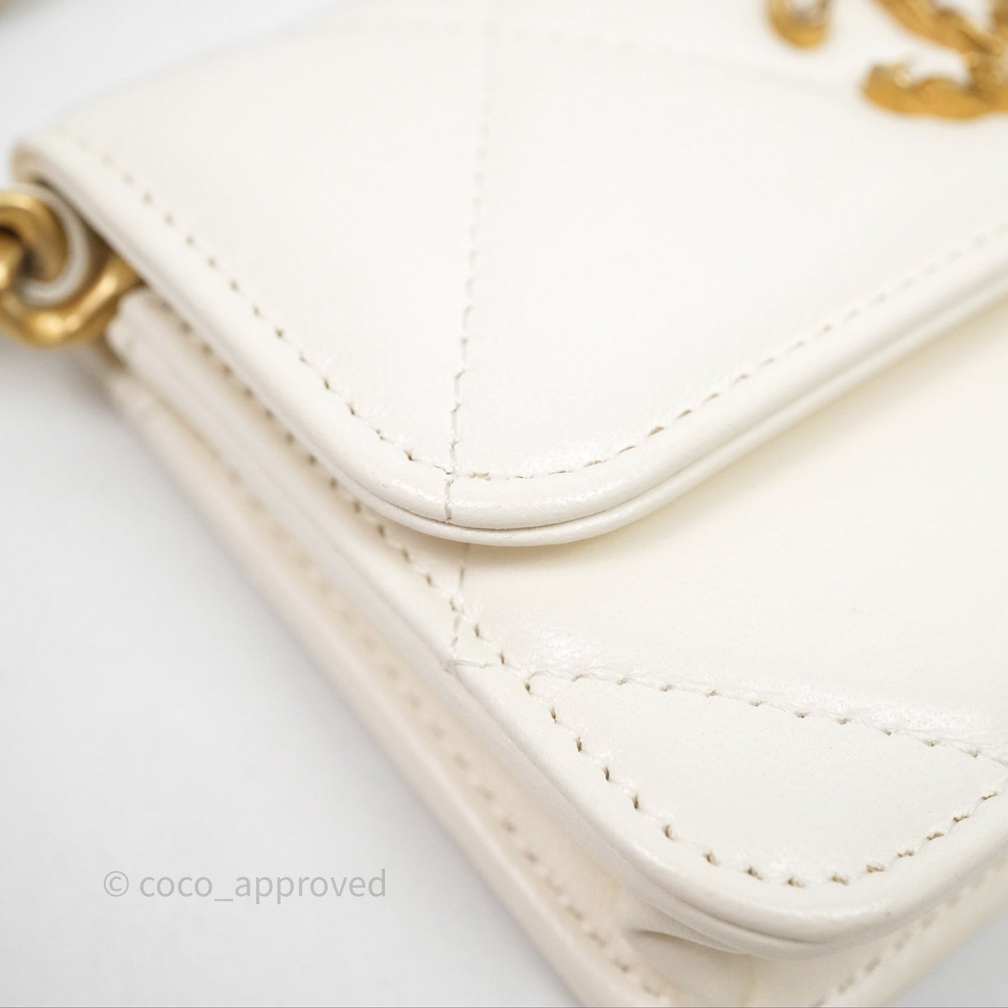 Chanel 19 Clutch With Chain Ivory White Lambskin Mixed Hardware